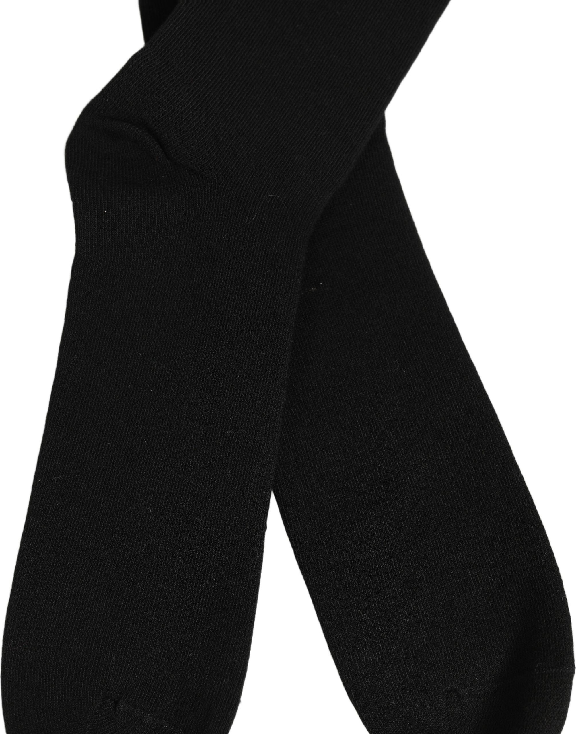 Dolce & Gabbana Men Black Cotton DG Logo Mid Calf Accessory Socks