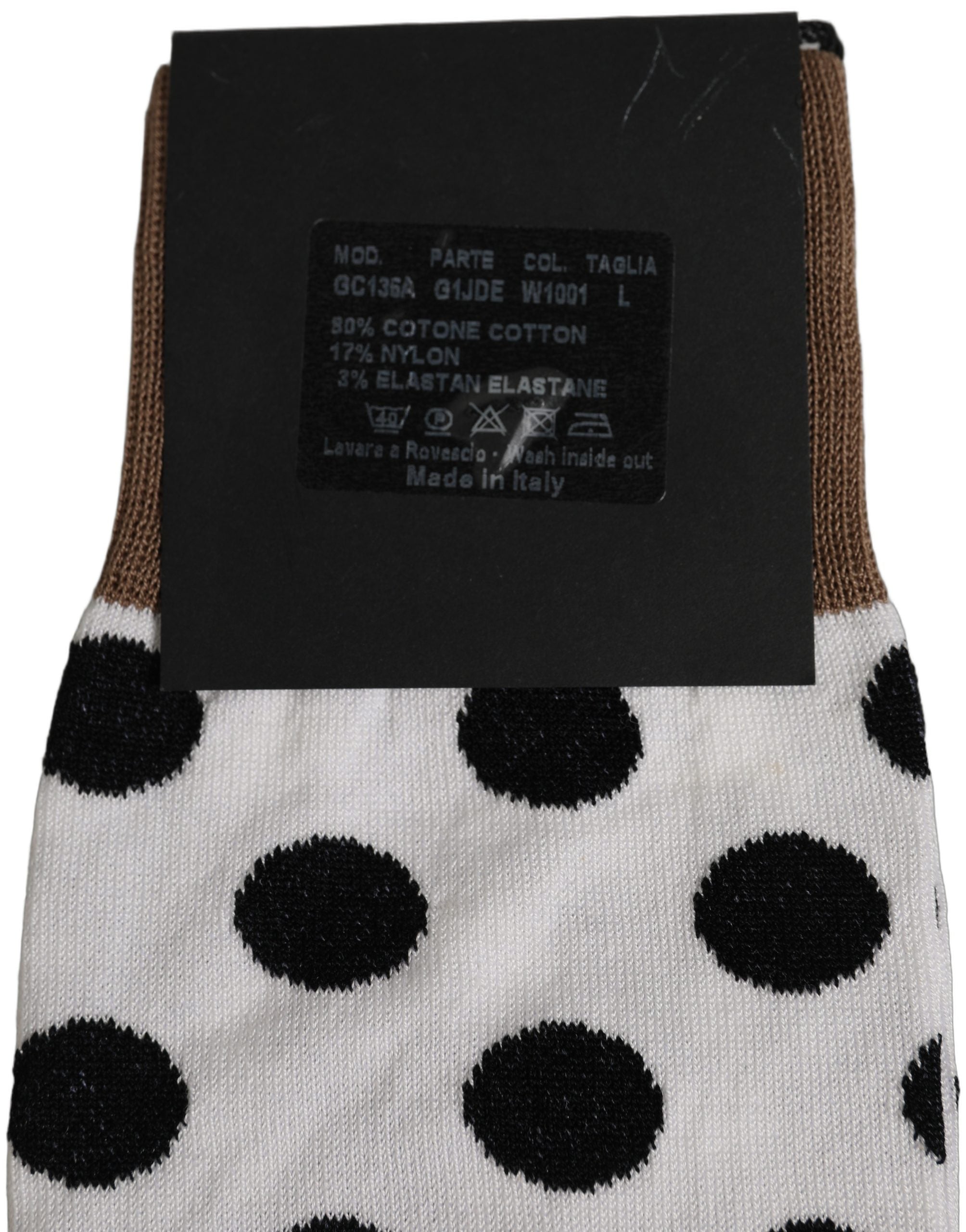 Dolce & Gabbana White Polka Dot Over The Calf Accessory Socks
