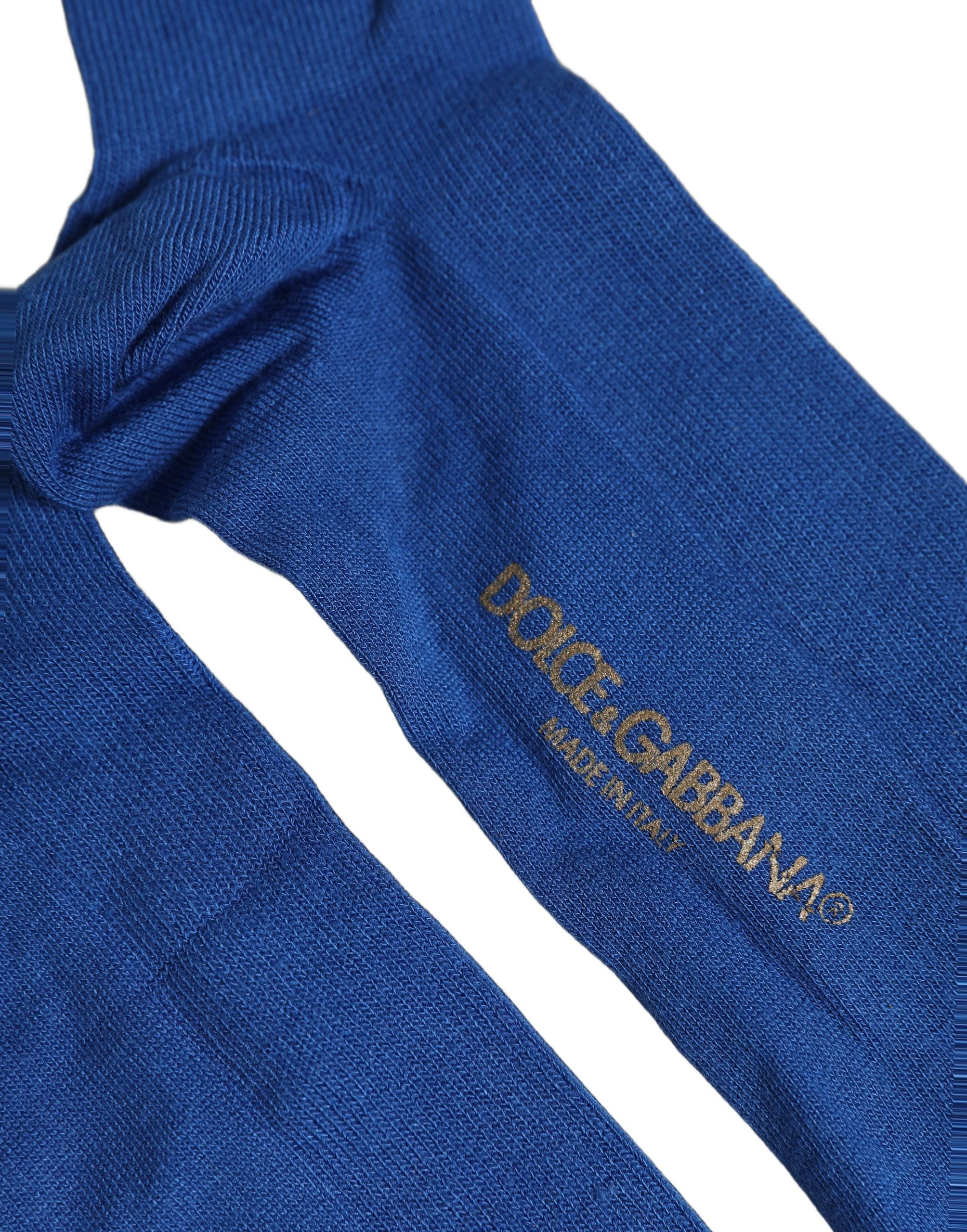 Dolce & Gabbana Blue Viscose Knitted Thigh High Accessory Socks