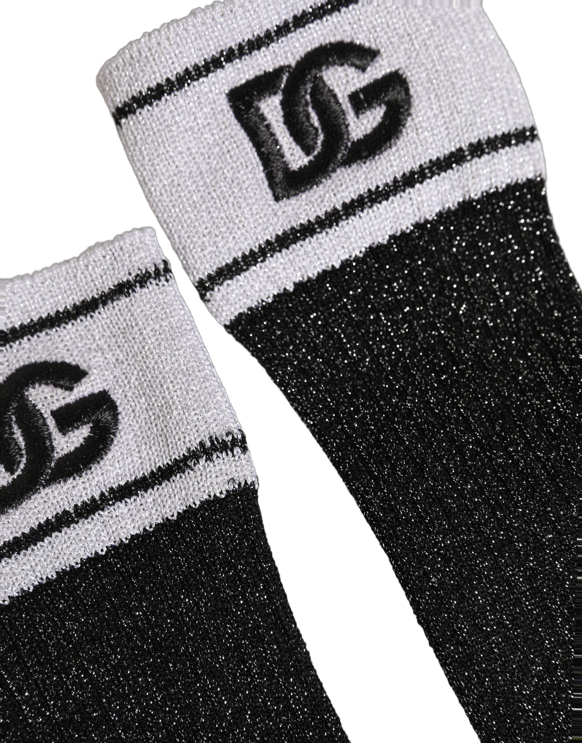 Dolce & Gabbana Black Viscose DG Logo Knee High Accessory Socks
