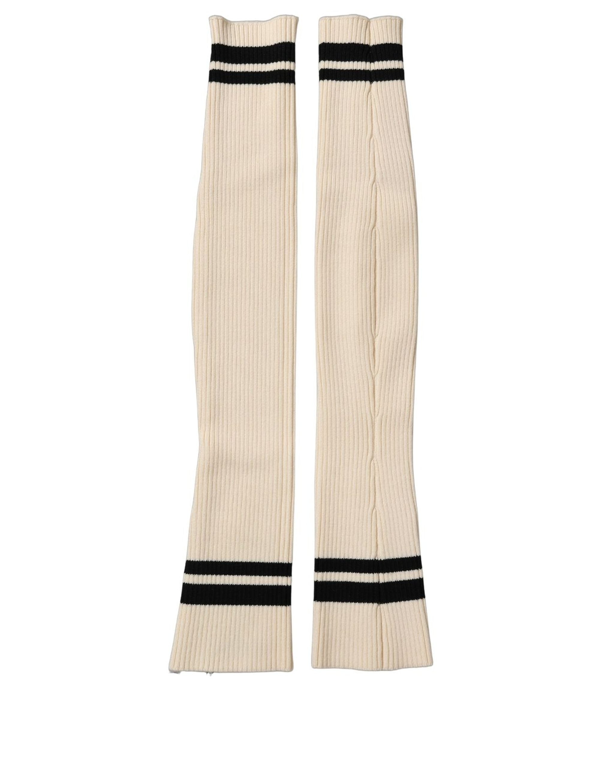 Dolce & Gabbana Cream Wool Thigh High Leg Warmer Accessory Socks