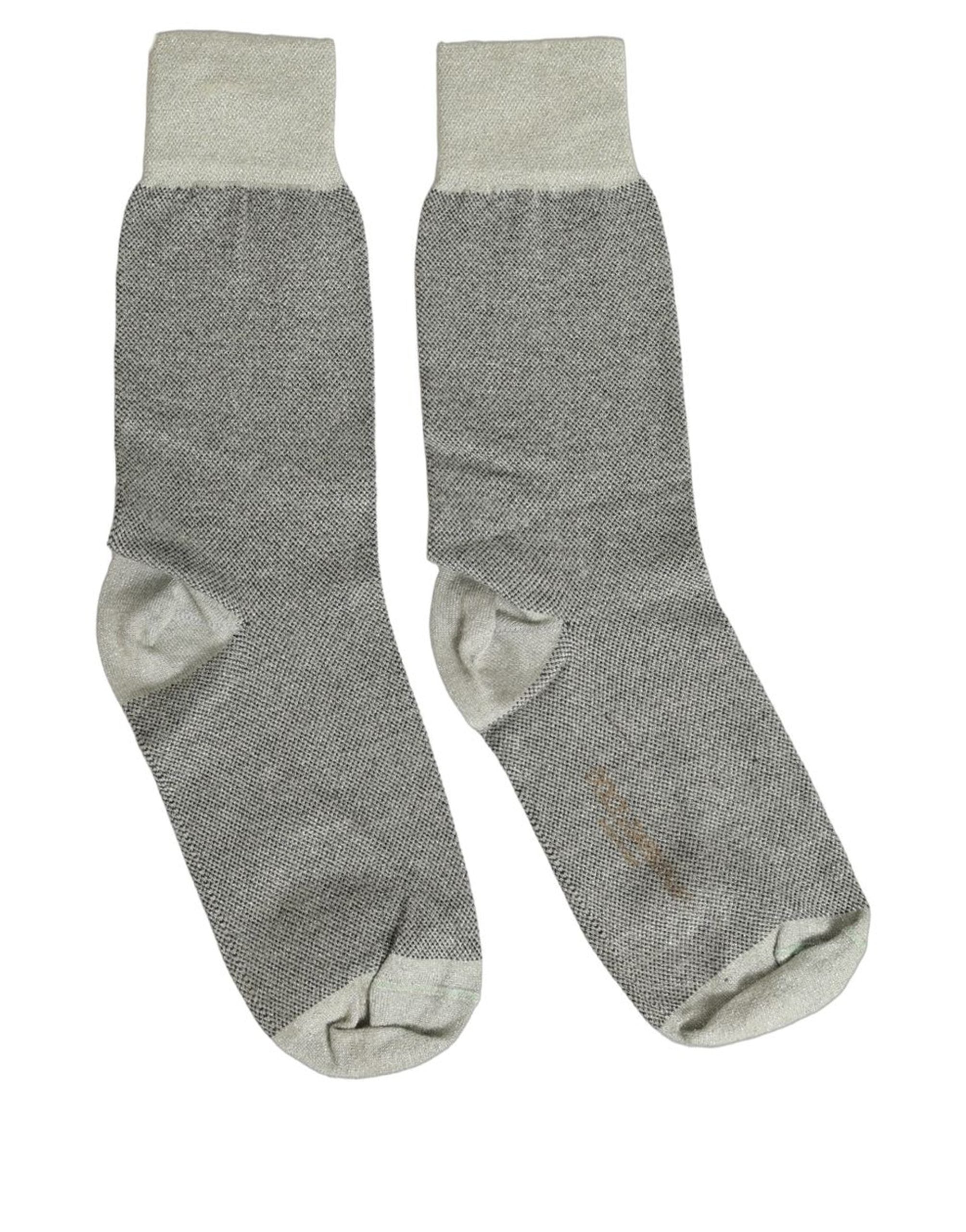 Dolce & Gabbana Charcoal Grey Logo Mid Calf Women Accessory Socks