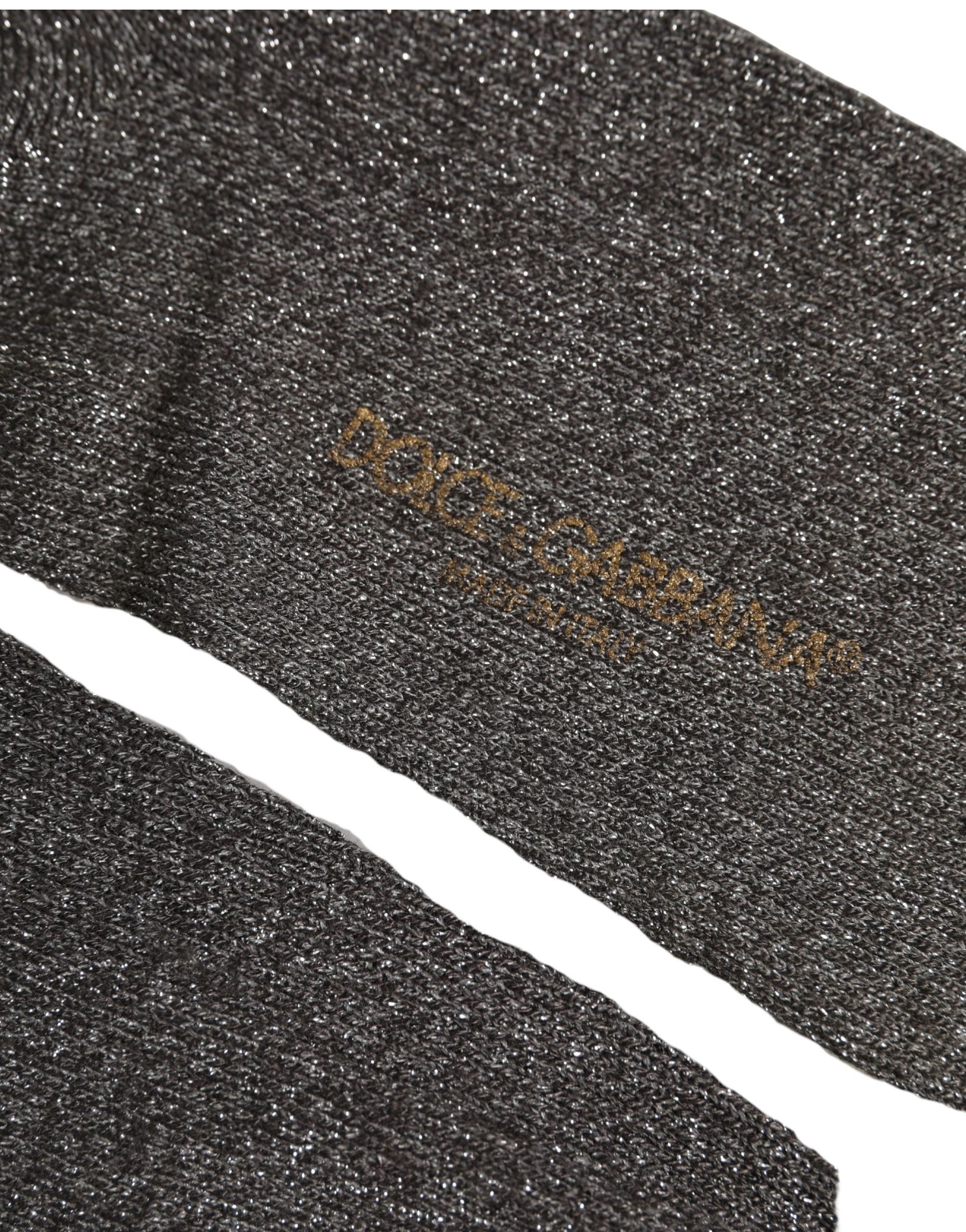 Dolce & Gabbana Dark Gray Viscose Logo Mid Calf Accessory Socks