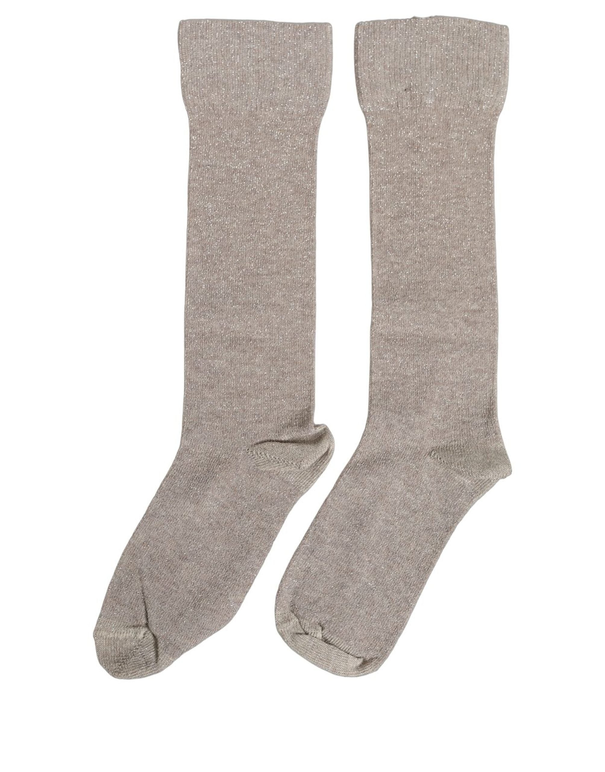 Dolce & Gabbana Gray Viscose Logo Mid Calf Accessory Socks
