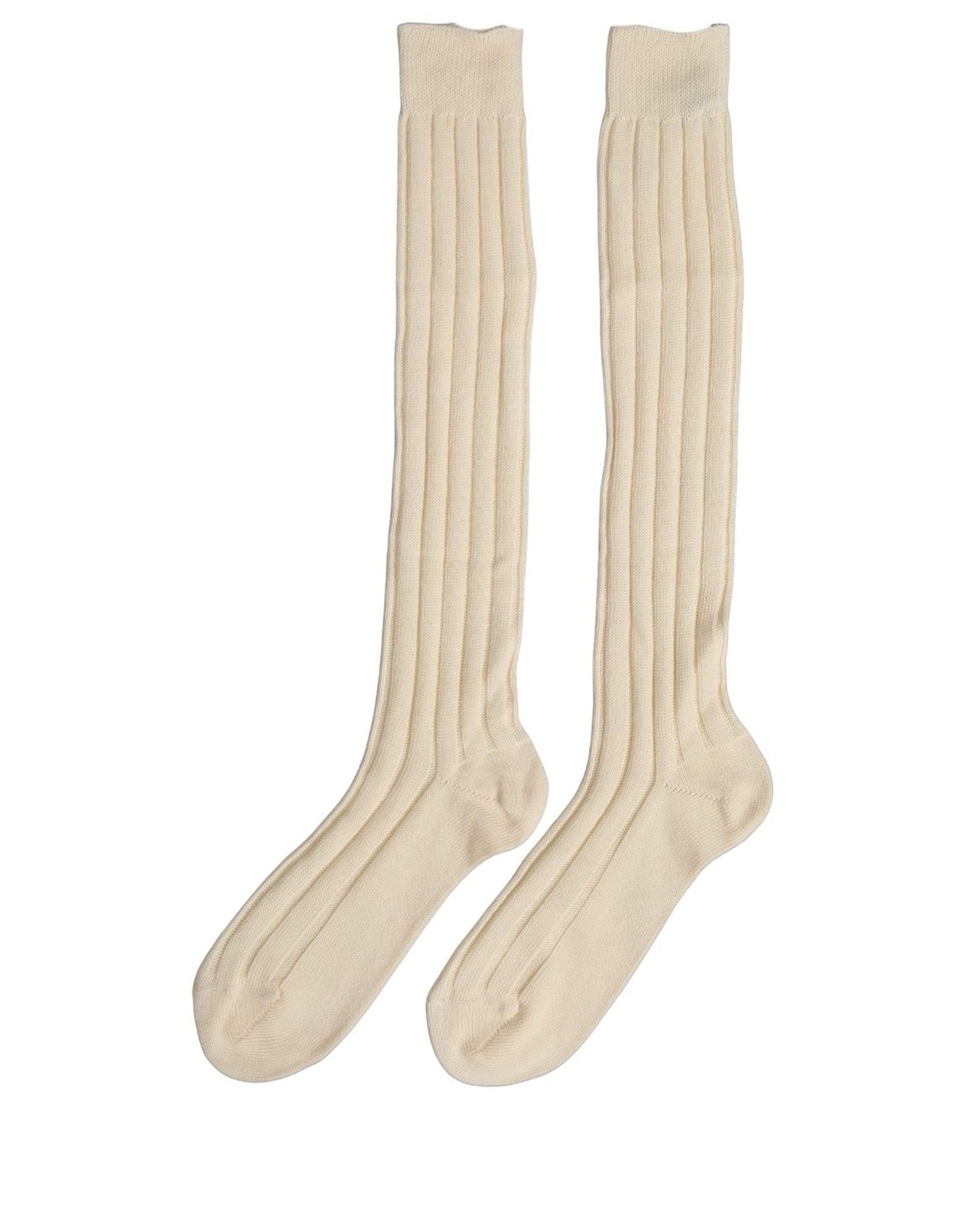 Dolce & Gabbana Beige Wool Stretch Knee High Accessory Socks