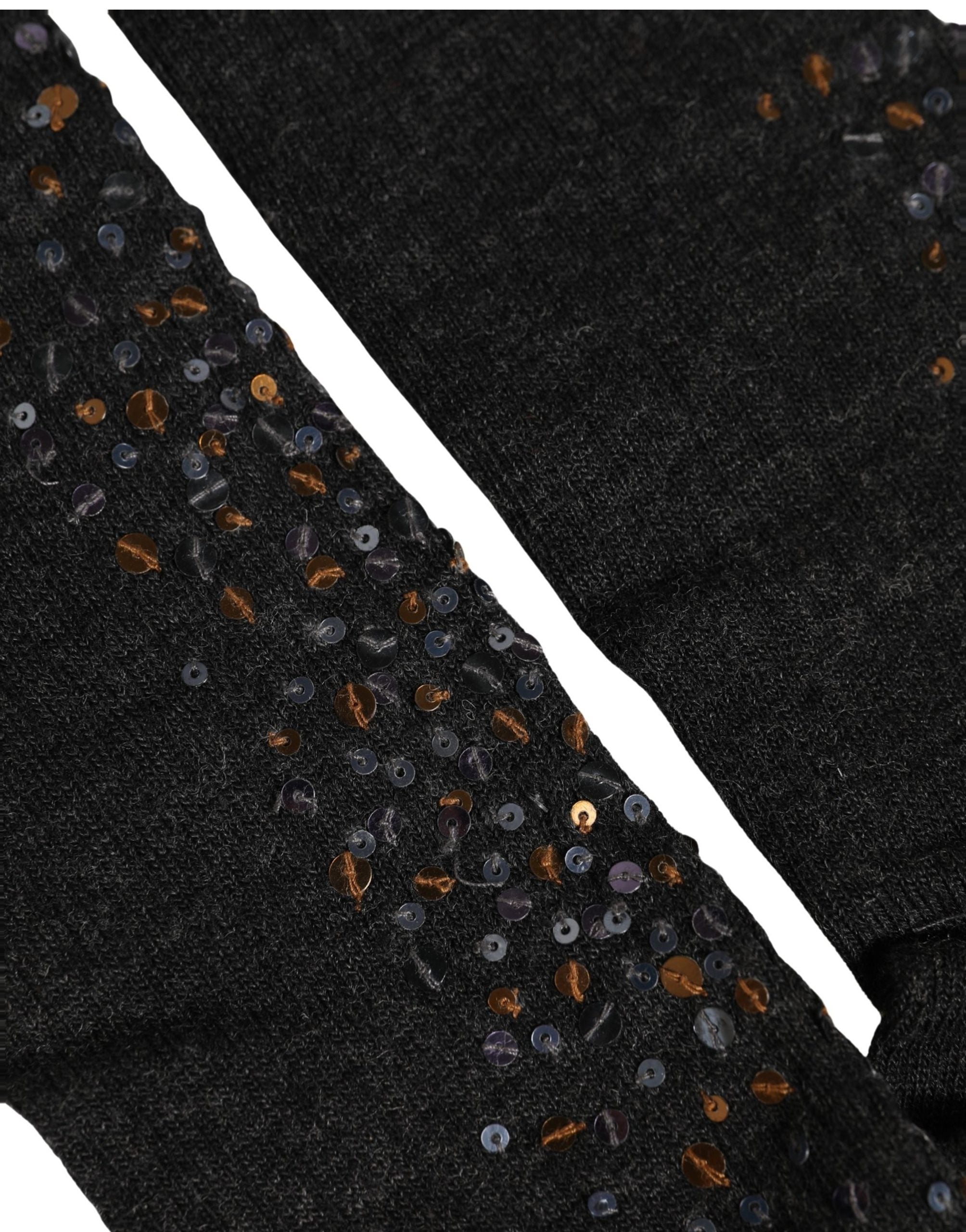 Dolce & Gabbana Dark Gray Sequined Wool Knee High Accessory Socks