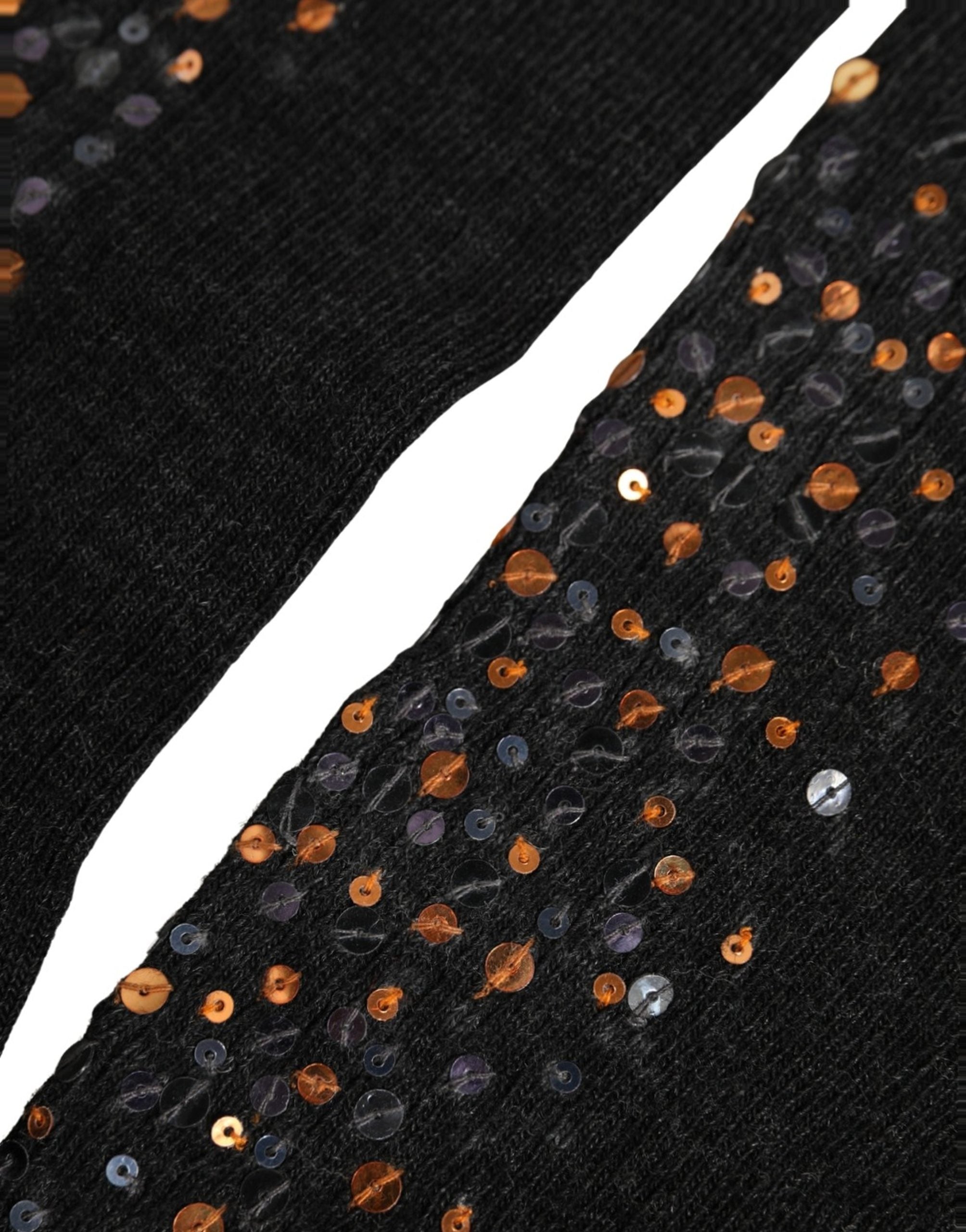 Dolce & Gabbana Dark Gray Sequined Wool Knee High Accessory Socks