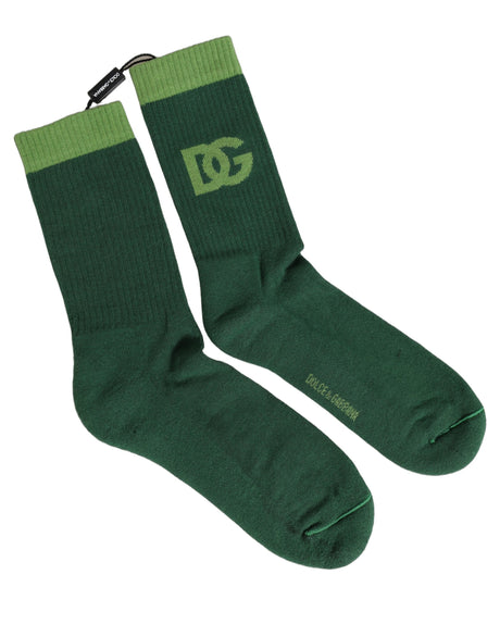 Dolce & Gabbana Green DG Logo Nylon Mid Calf Accessory Socks