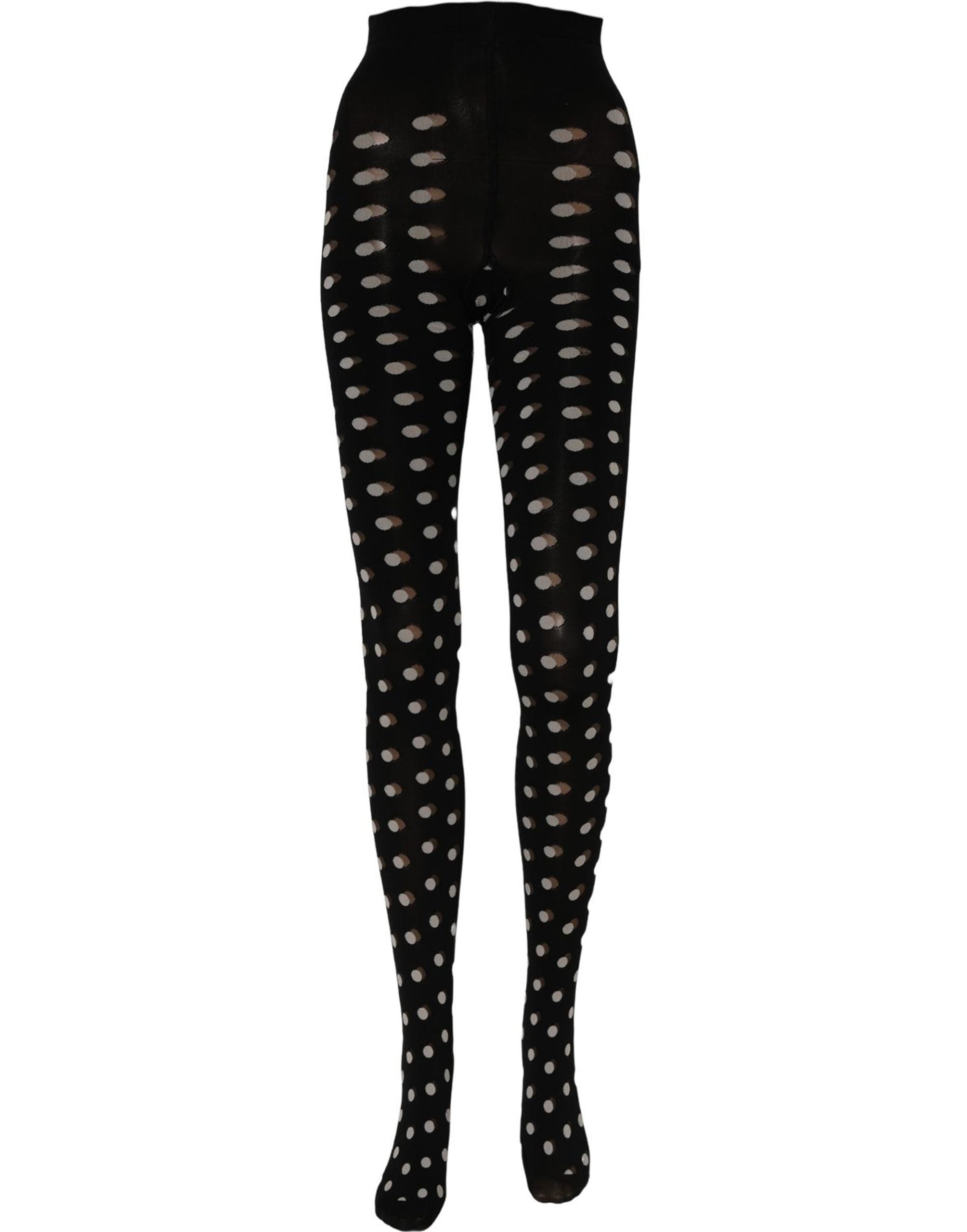 Dolce & Gabbana Black Polka Dot Fishnet Pantyhose Stockings Socks