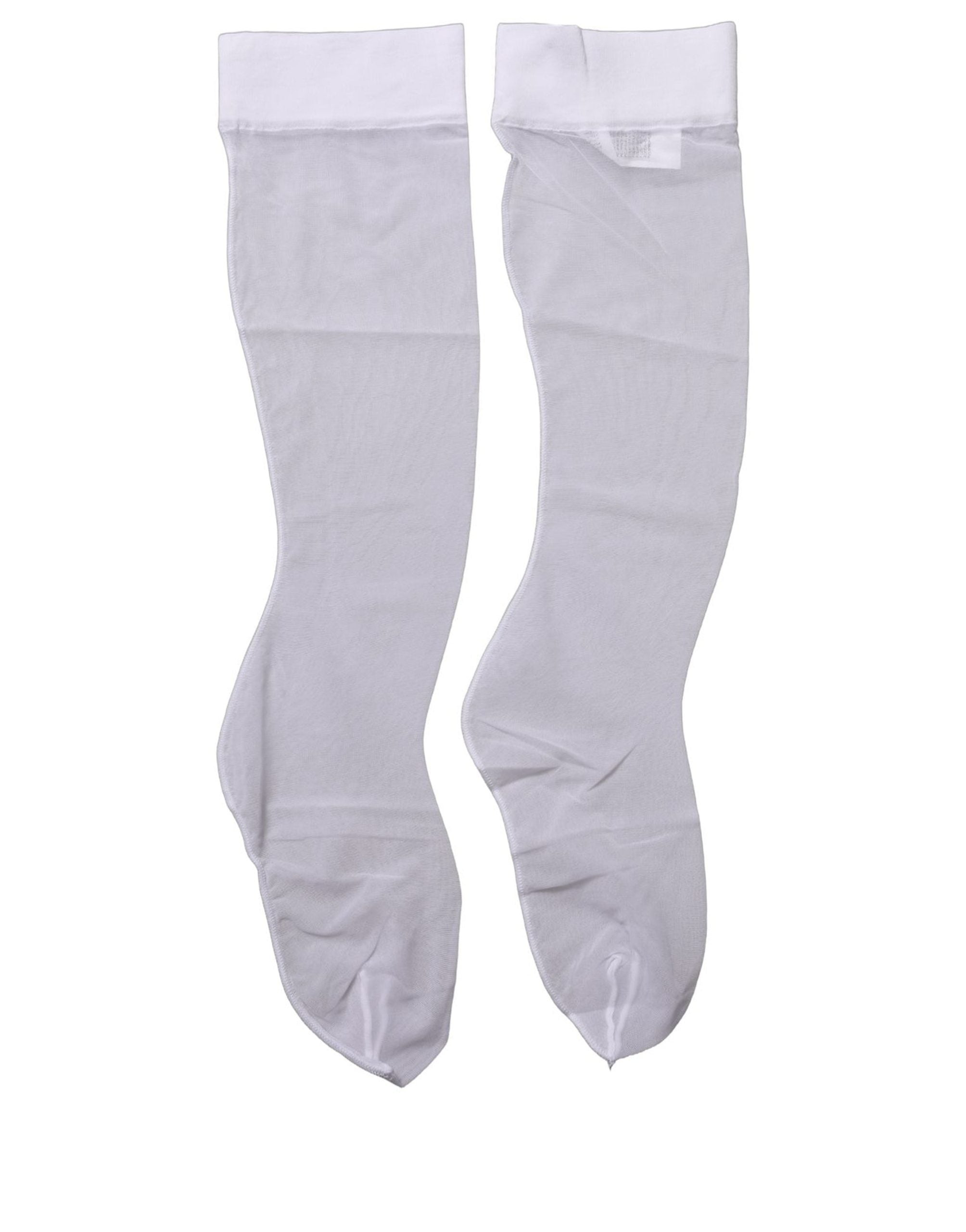 Dolce & Gabbana White Knee High Sheer Nylon Accessory Socks