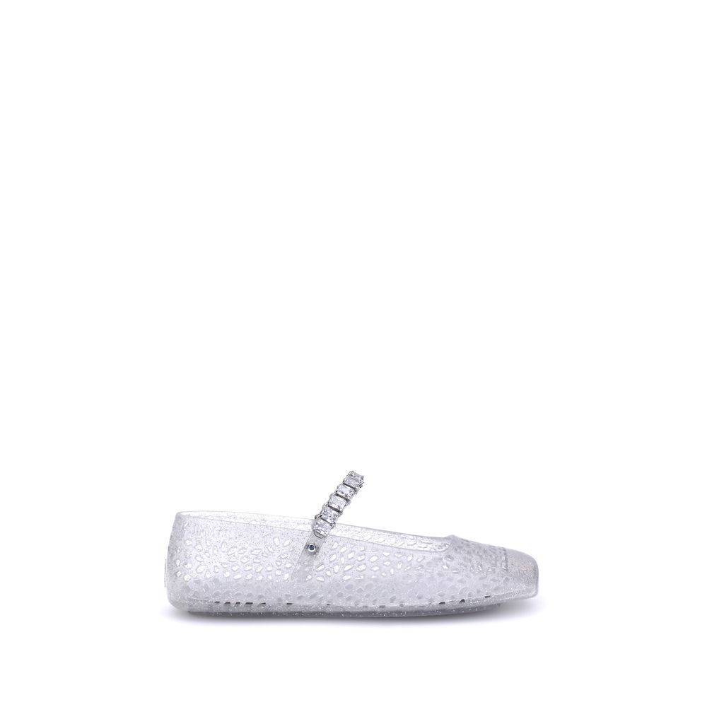 Jimmy Choo White Polyurethane Ballet Flats
