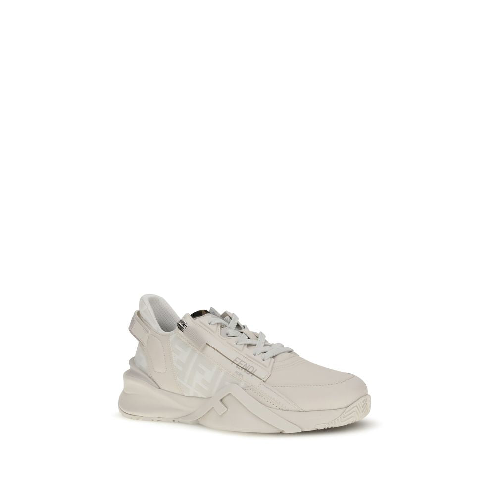 Fendi White Calf Leather Bos Taurus Athletic Sneakers