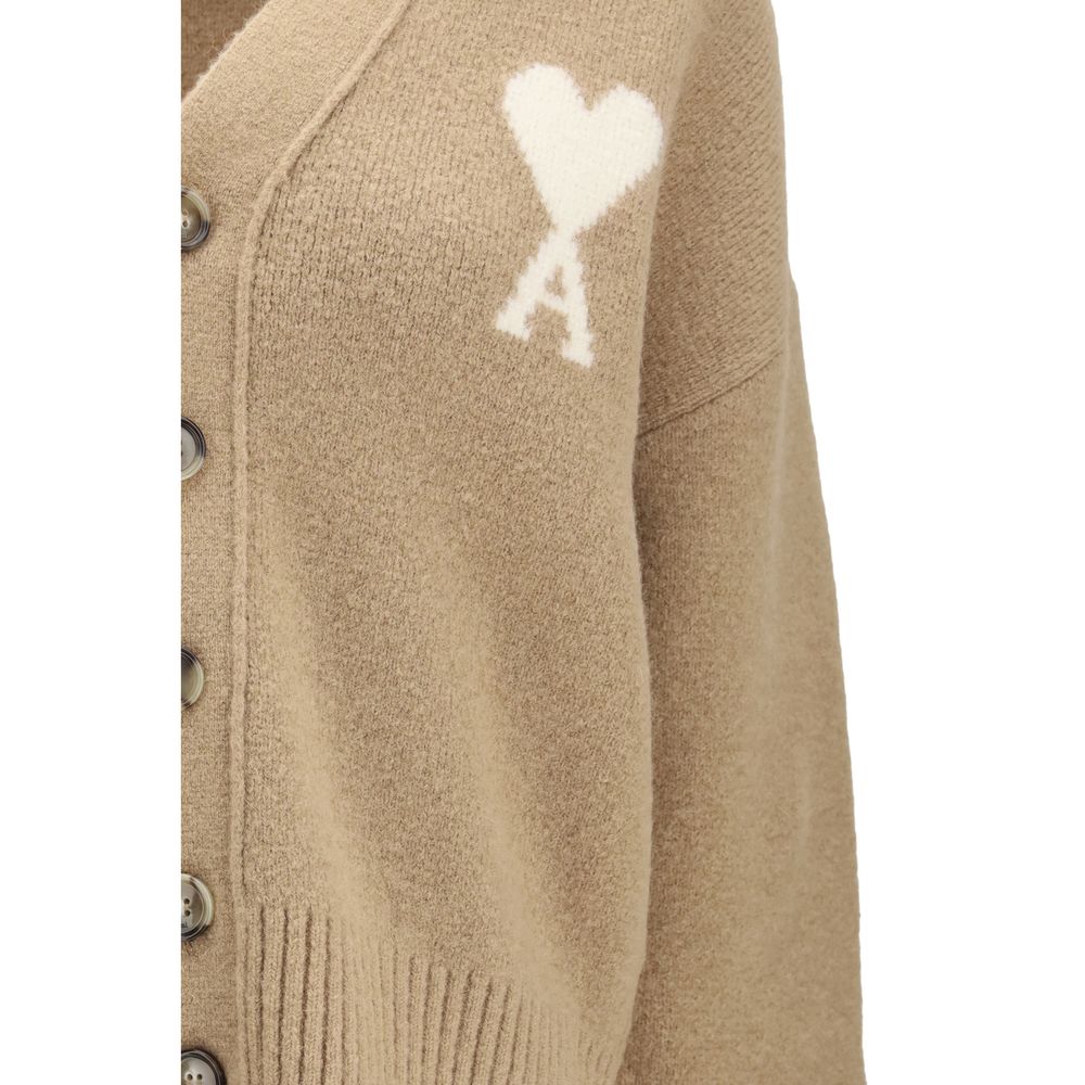 Ami Paris Beige Alpaca Vicugna Pacos Cardigan