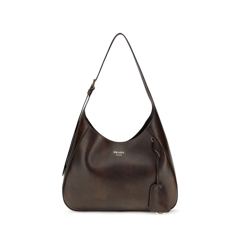 Prada Brown Calf Leather Bos Taurus Shoulder Bag