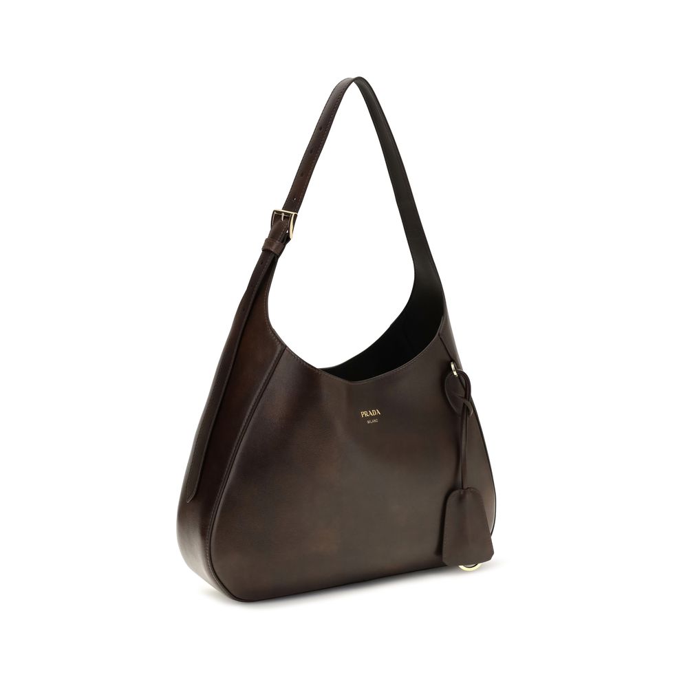 Prada Brown Calf Leather Bos Taurus Shoulder Bag