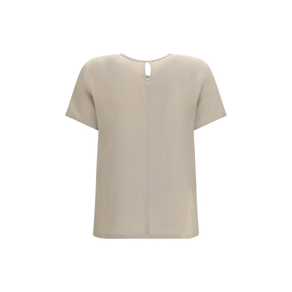 Max Mara Beige Silk T-Shirt