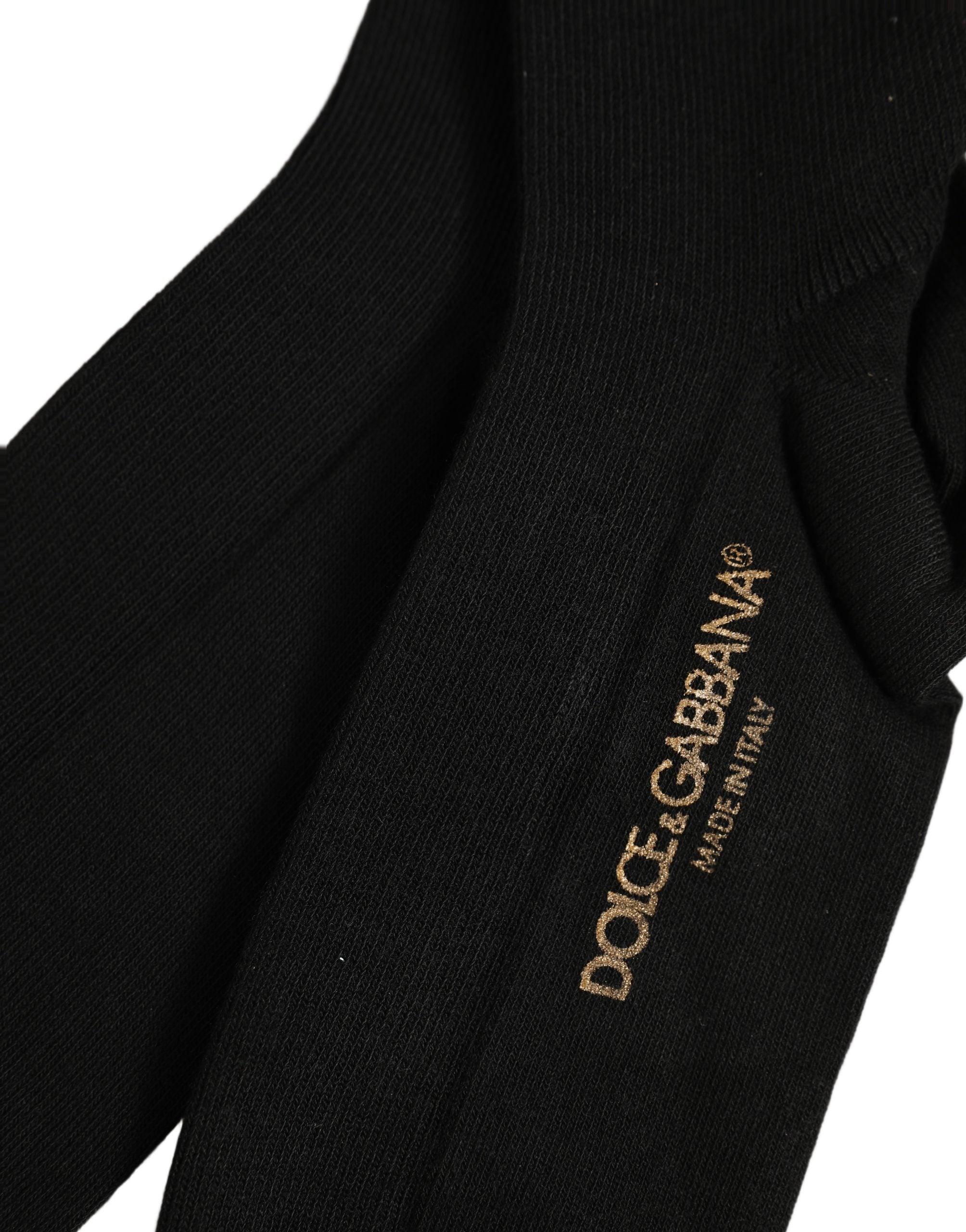 Dolce & Gabbana Black Viscose Logo Over The Calf Accessory Socks