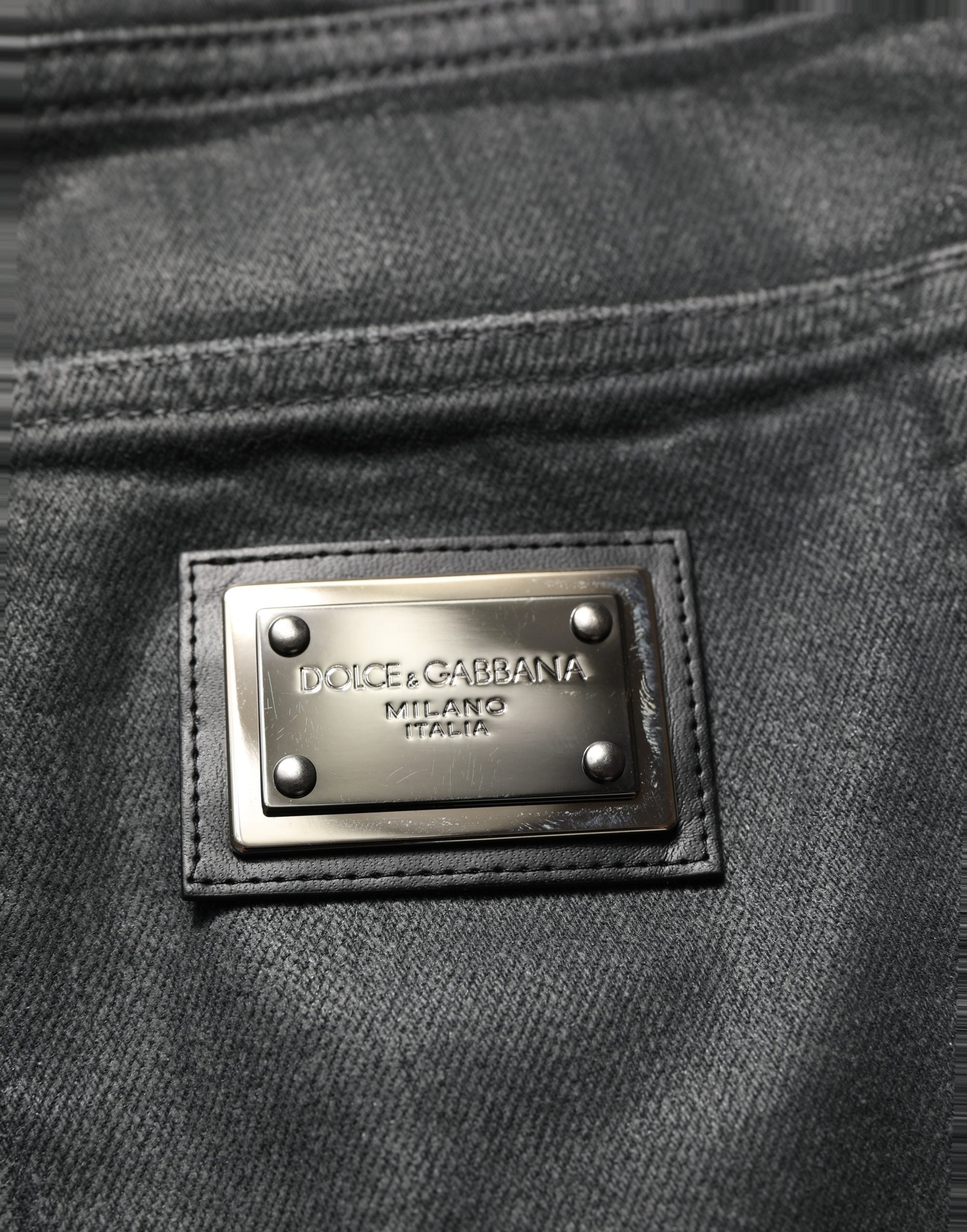 Dolce & Gabbana Dark Gray Cotton Loose Fit Men Denim Jeans