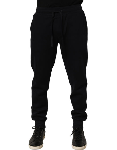 Dolce & Gabbana Blue Cotton Drawstring Jogger Trouser Pants
