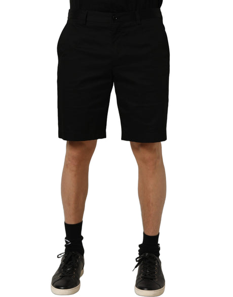 Dolce & Gabbana Black Cotton Mid Waist Men Bermuda Shorts