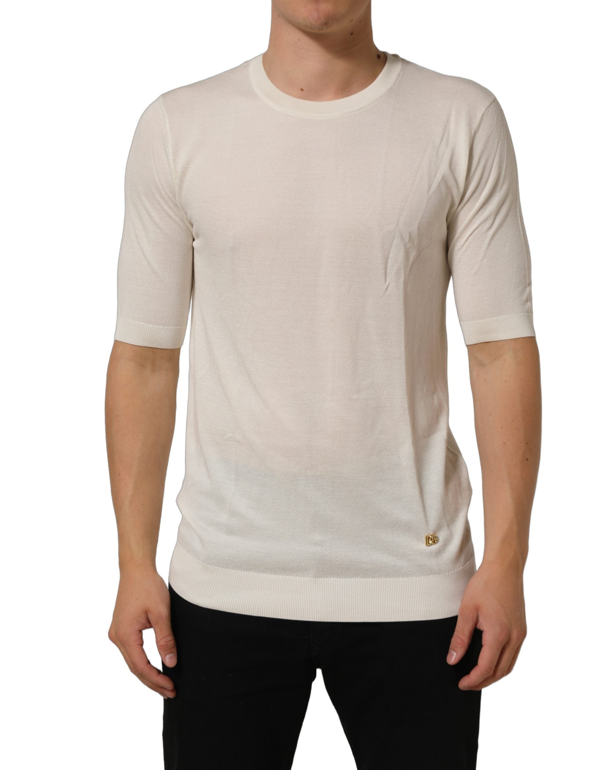 Dolce & Gabbana Off White Crew Neck Short Sleeves T-shirt