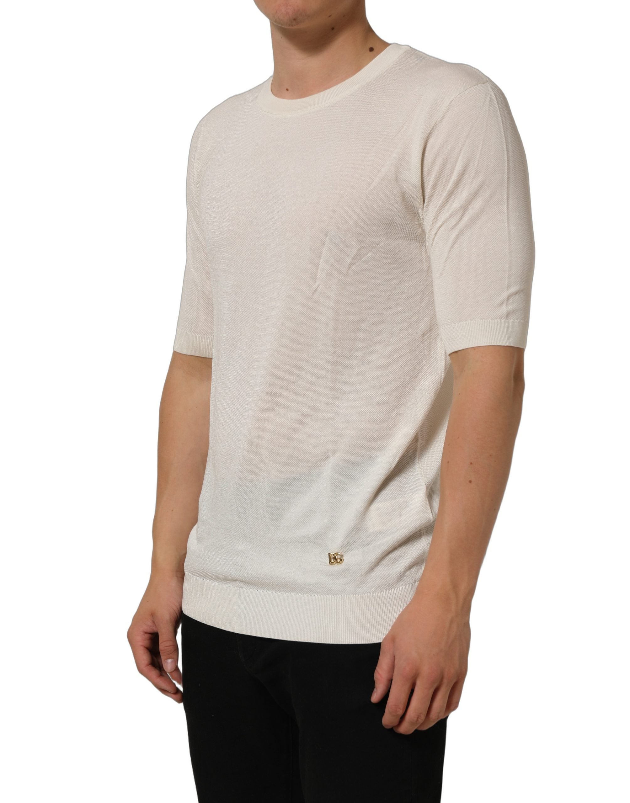 Dolce & Gabbana Off White Crew Neck Short Sleeves T-shirt