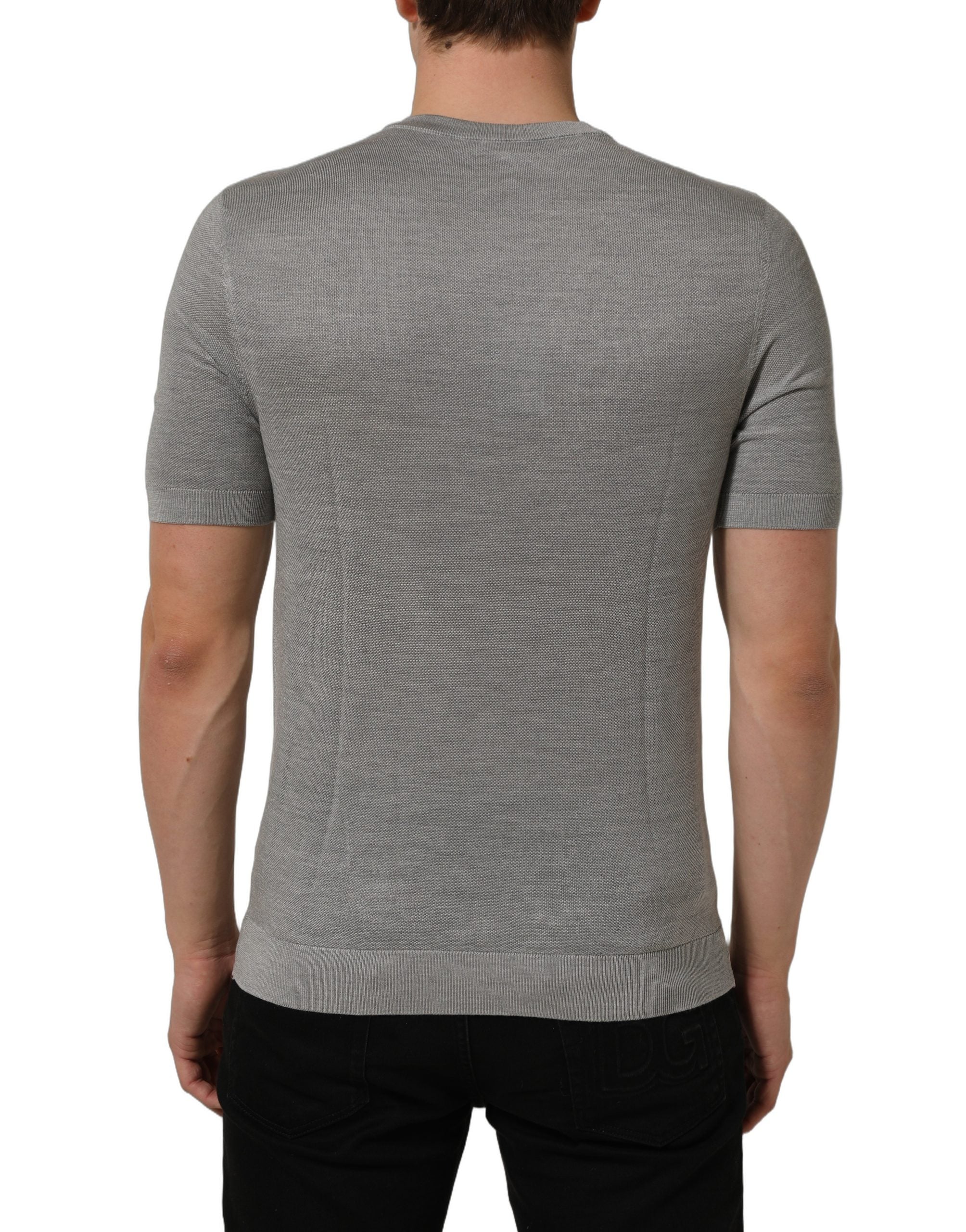 Dolce & Gabbana Gray Silk Crew Neck Short Sleeves T-shirt