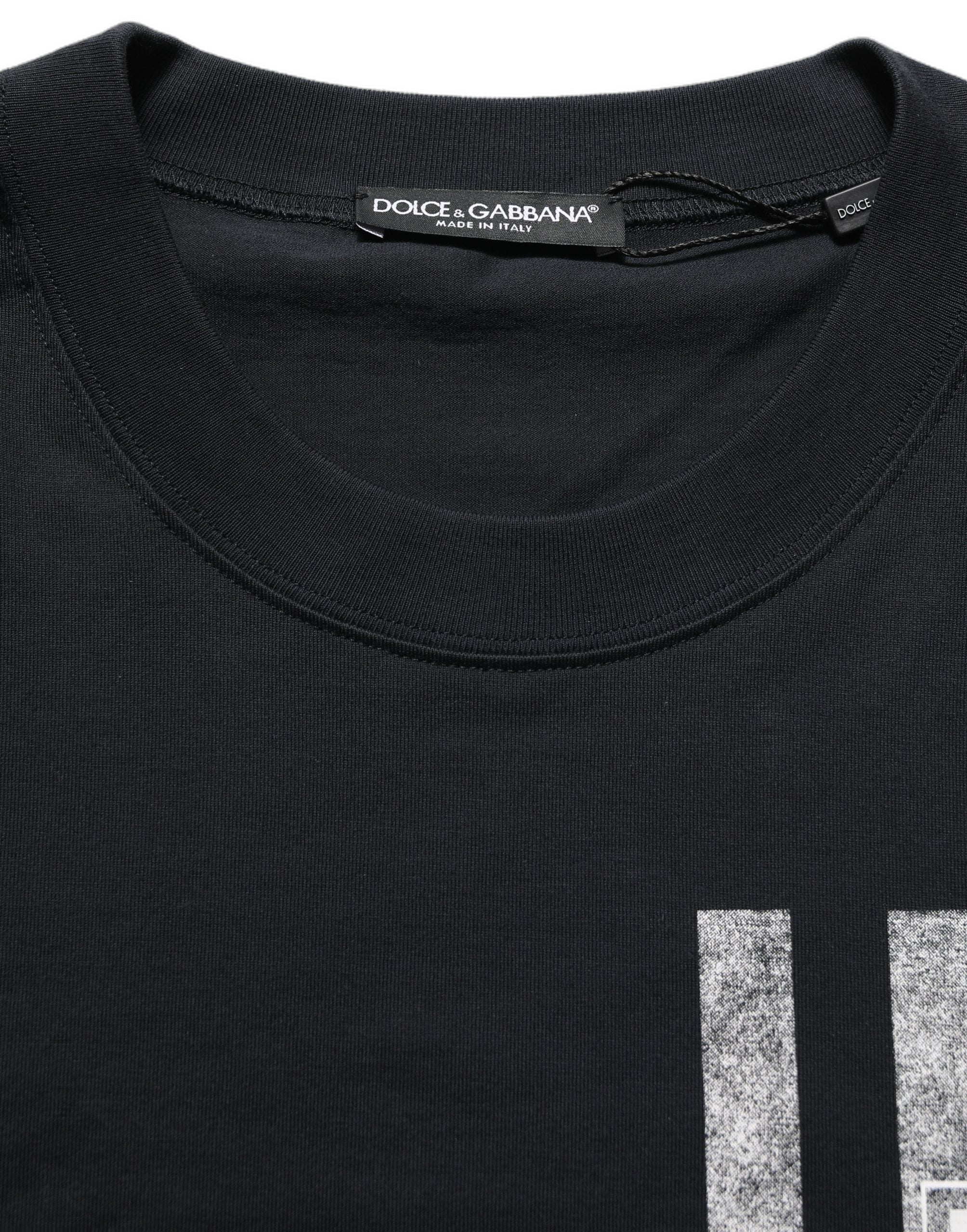 Dolce & Gabbana Blue Striped Print Cotton Crew Neck  T-shirt