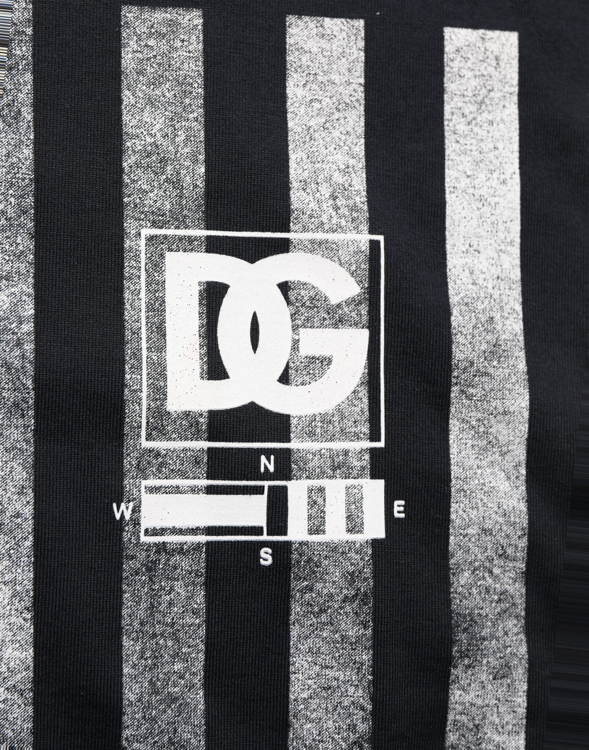 Dolce & Gabbana Blue Striped Print Cotton Crew Neck  T-shirt