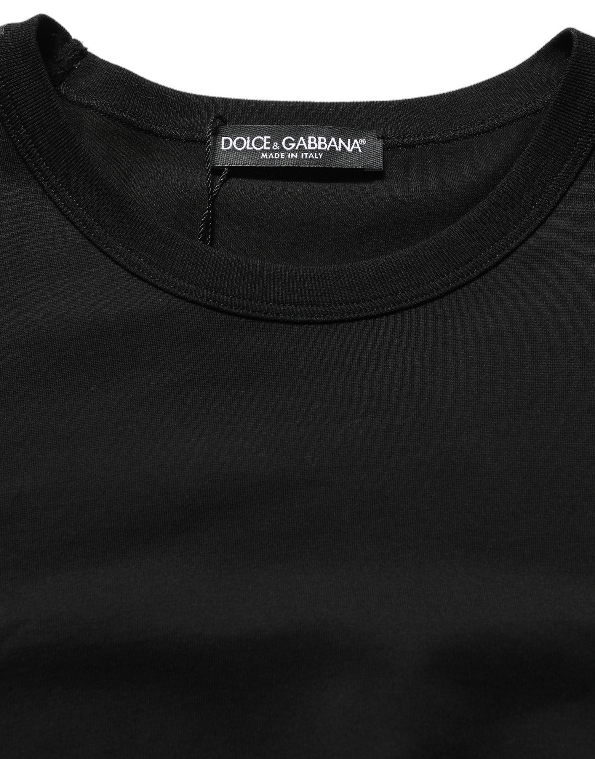 Dolce & Gabbana Black Cotton Crew Neck Short Sleeve T-shirt