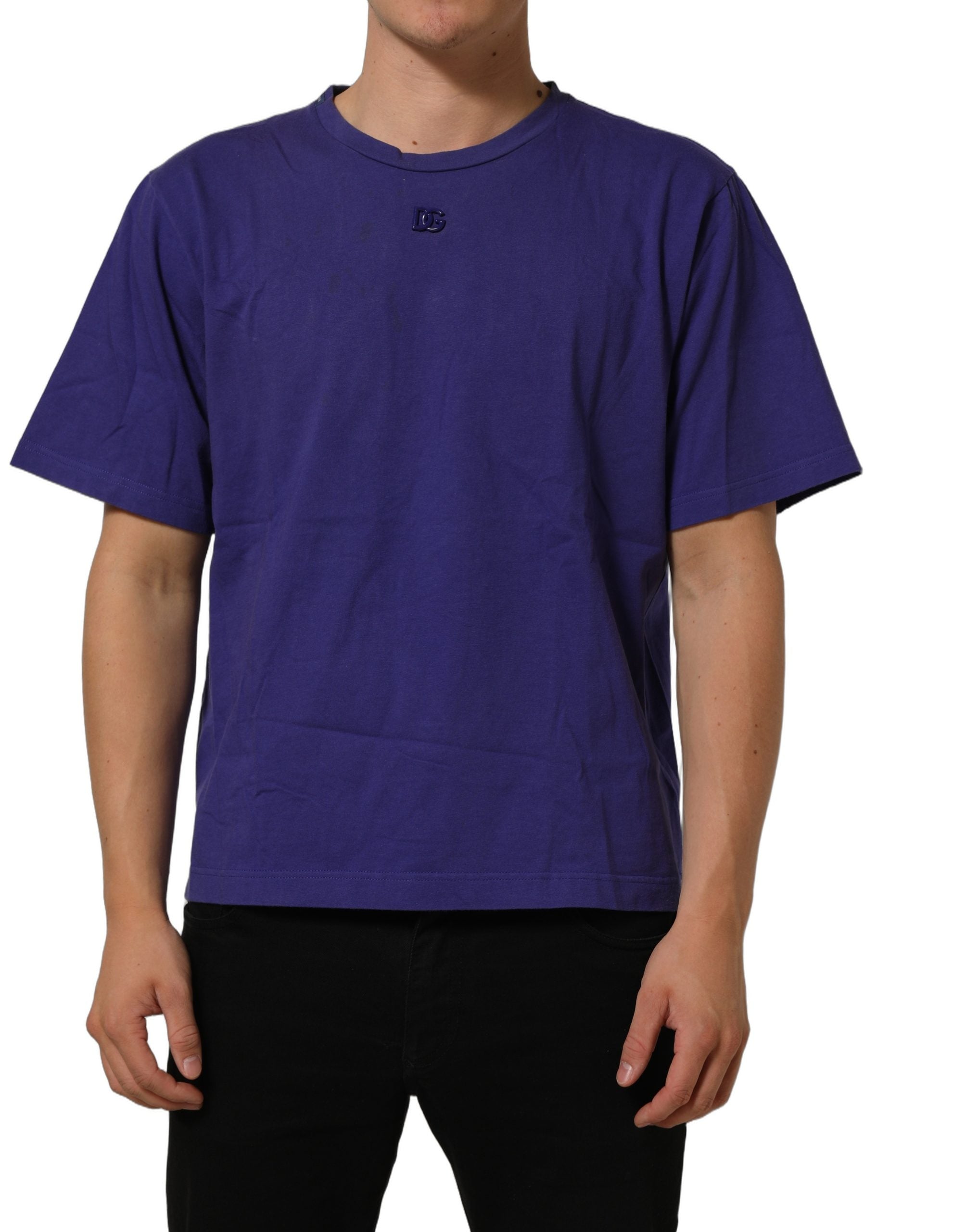 Dolce & Gabbana Violet Cotton Crew Neck Short Sleeve T-shirt