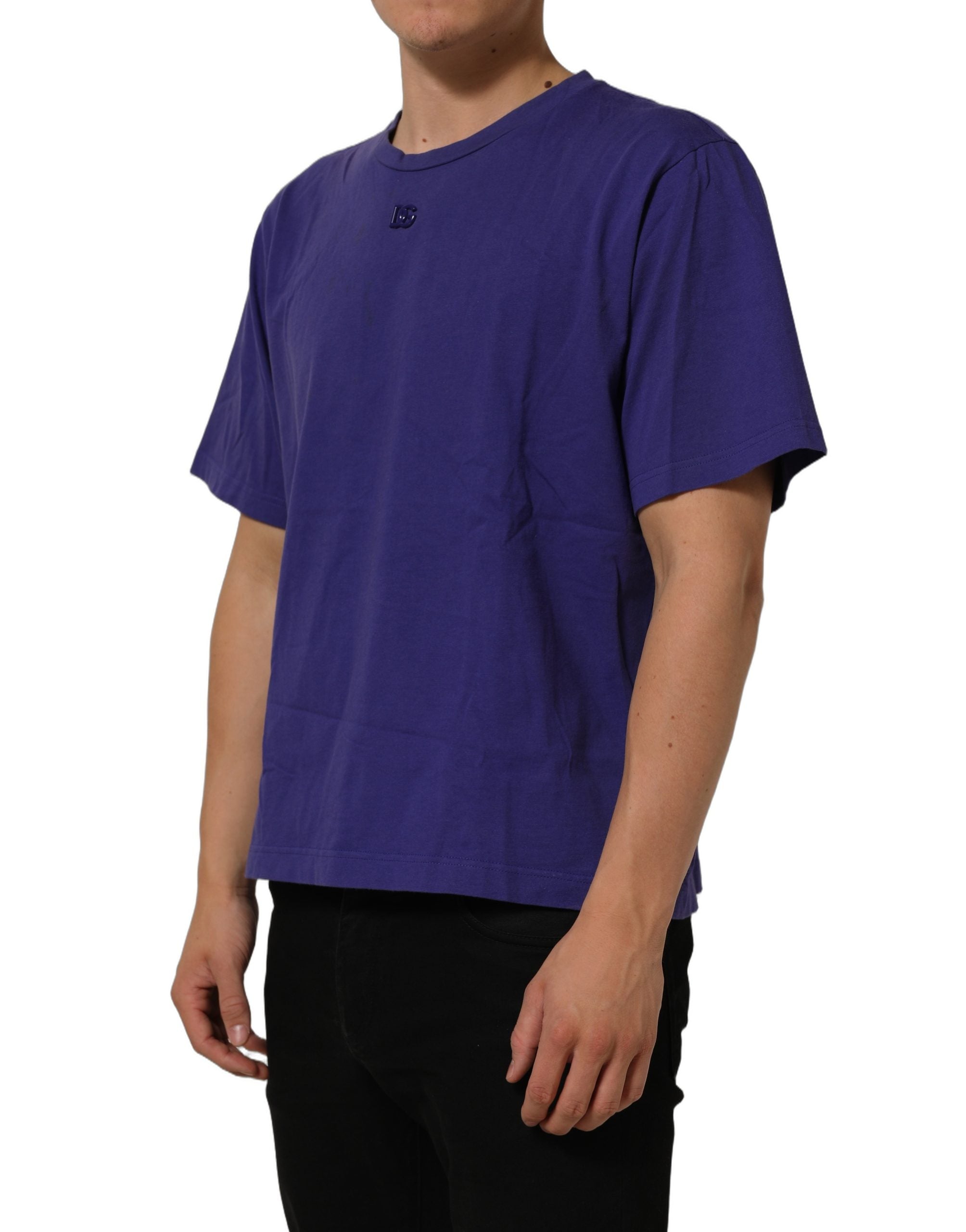Dolce & Gabbana Violet Cotton Crew Neck Short Sleeve T-shirt
