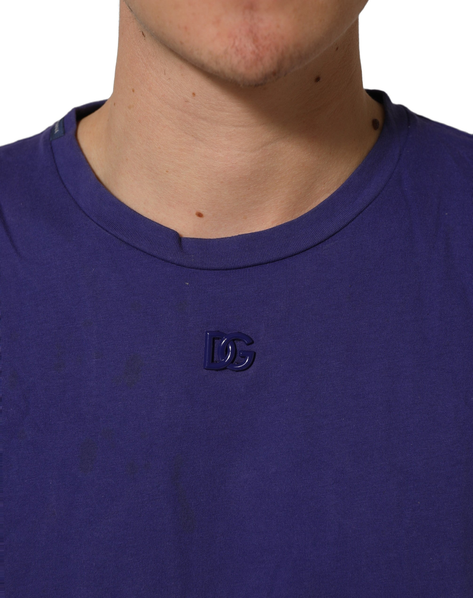 Dolce & Gabbana Violet Cotton Crew Neck Short Sleeve T-shirt