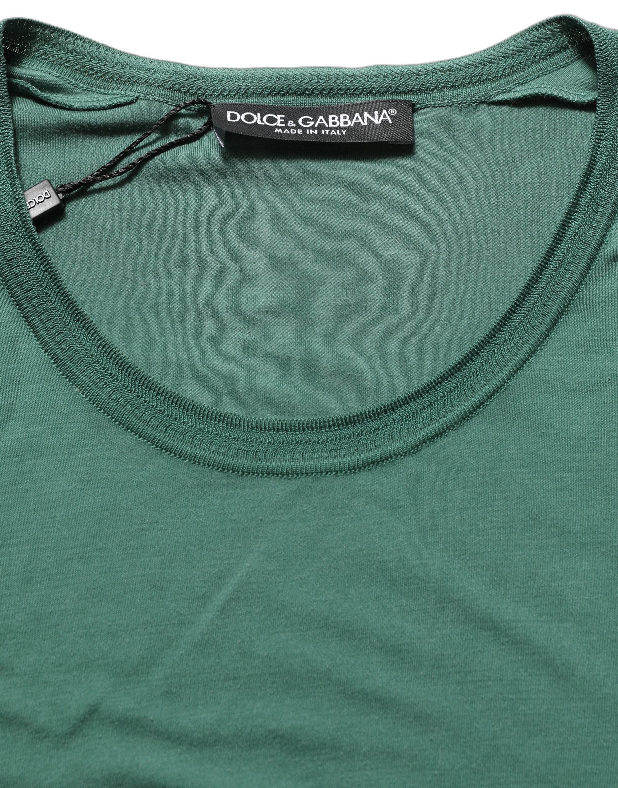 Dolce & Gabbana Green Silk Crew Neck Short Sleeves T-shirt