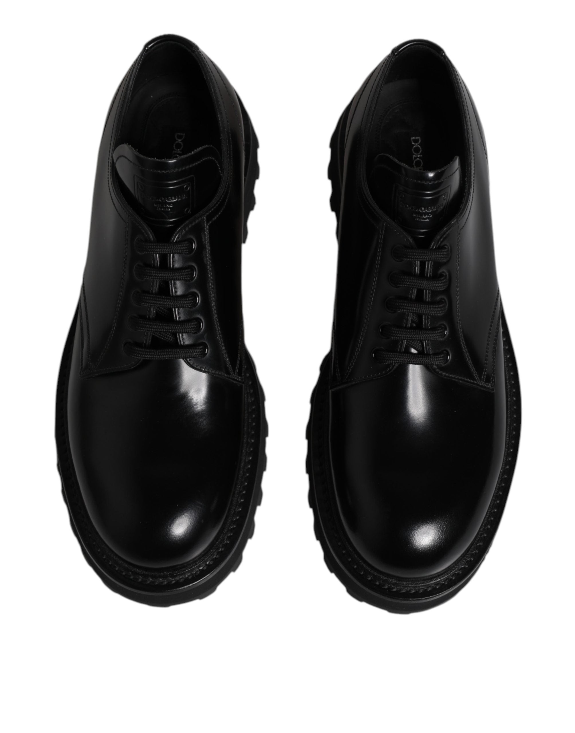 Dolce & Gabbana Black Calf Leather Hi-Trekking Derby Shoes