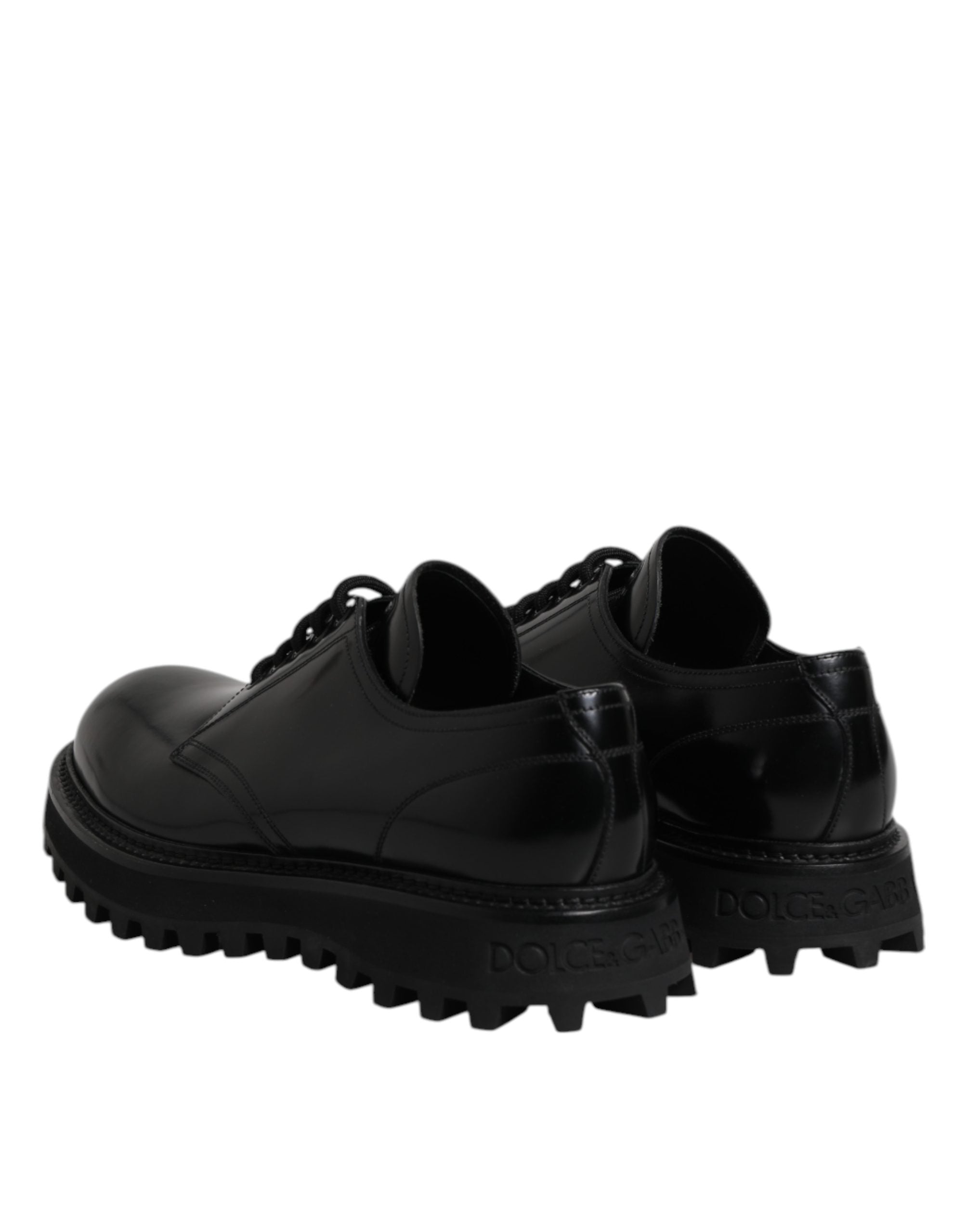 Dolce & Gabbana Black Calf Leather Hi-Trekking Derby Shoes