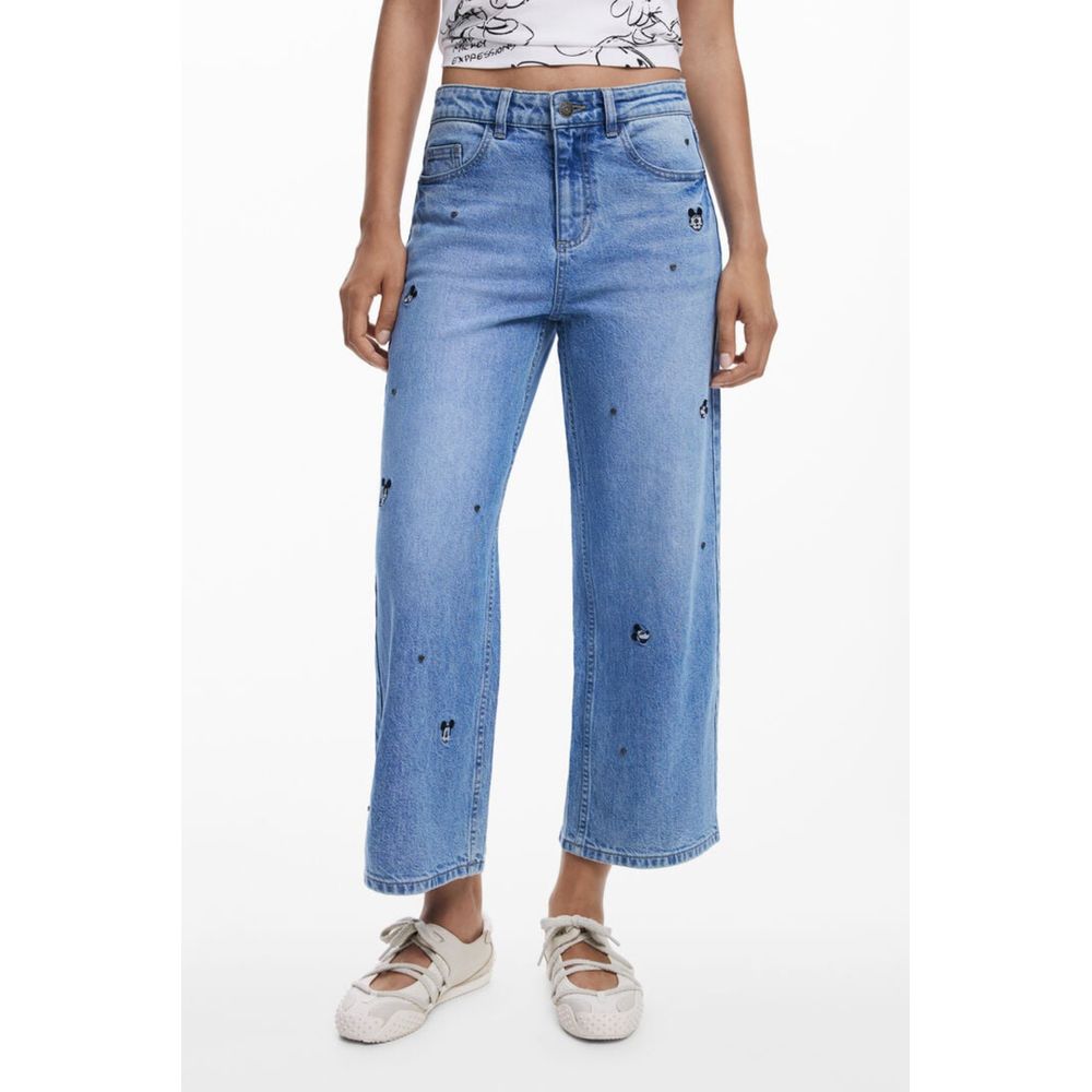 Desigual Blue Cotton Relaxed Fit Jeans