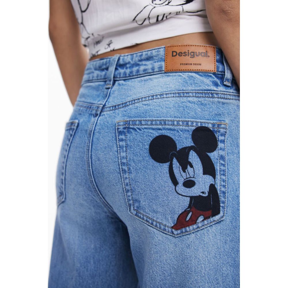 Desigual Blue Cotton Relaxed Fit Jeans