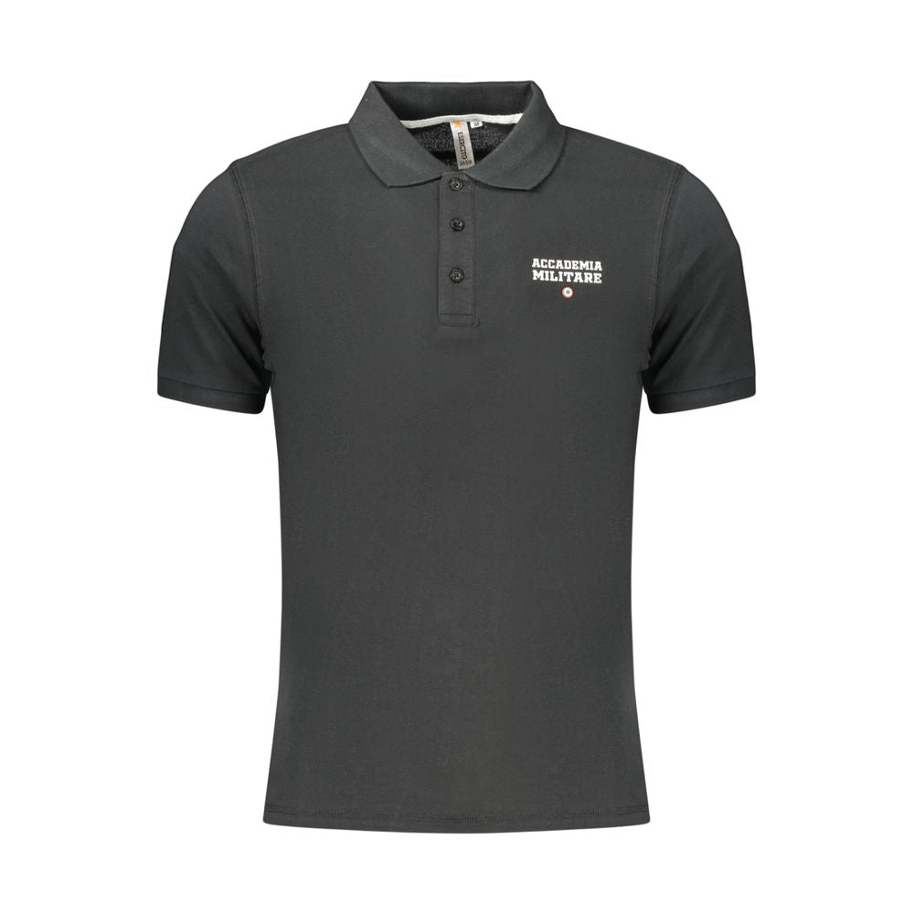 Accademia Militare Black Cotton Polo Shirt