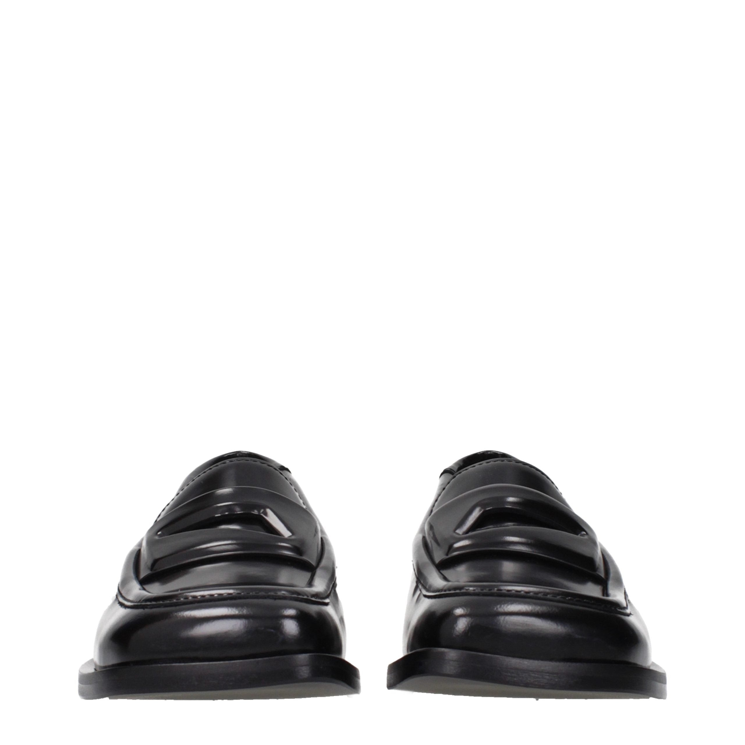 The Attico Black Leather Slip-On Loafers