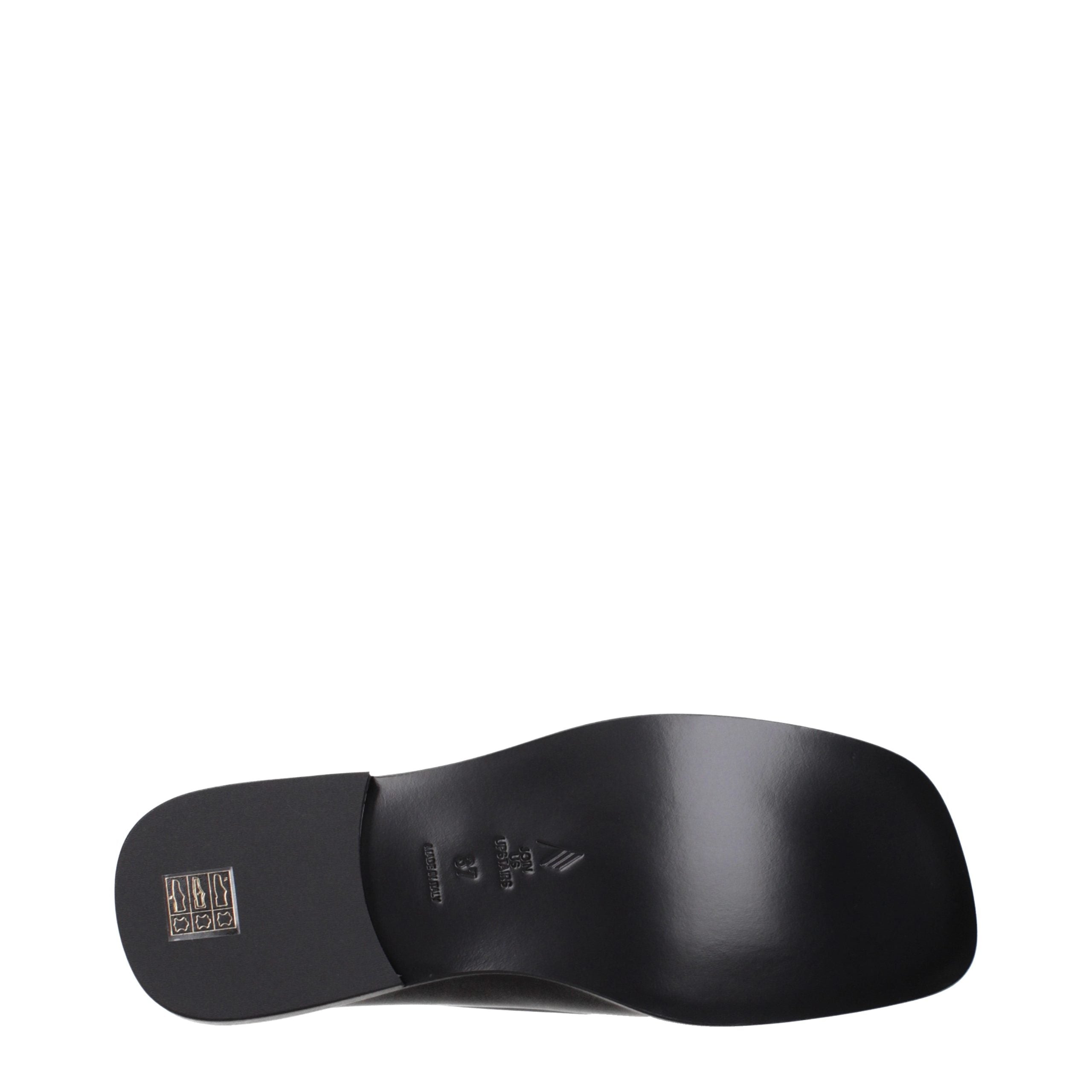 The Attico Black Leather Slip-On Loafers