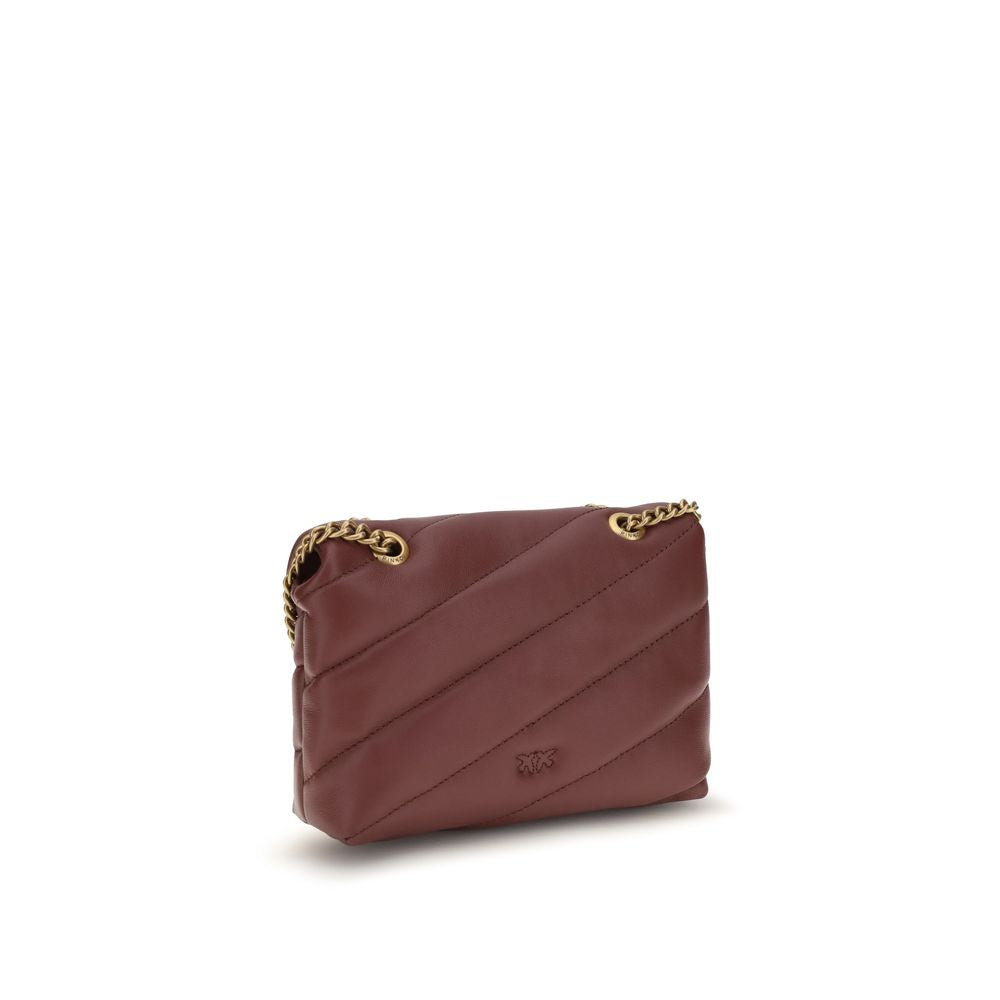 PINKO Bordeaux Calf Leather Bos Taurus Shoulder Bag