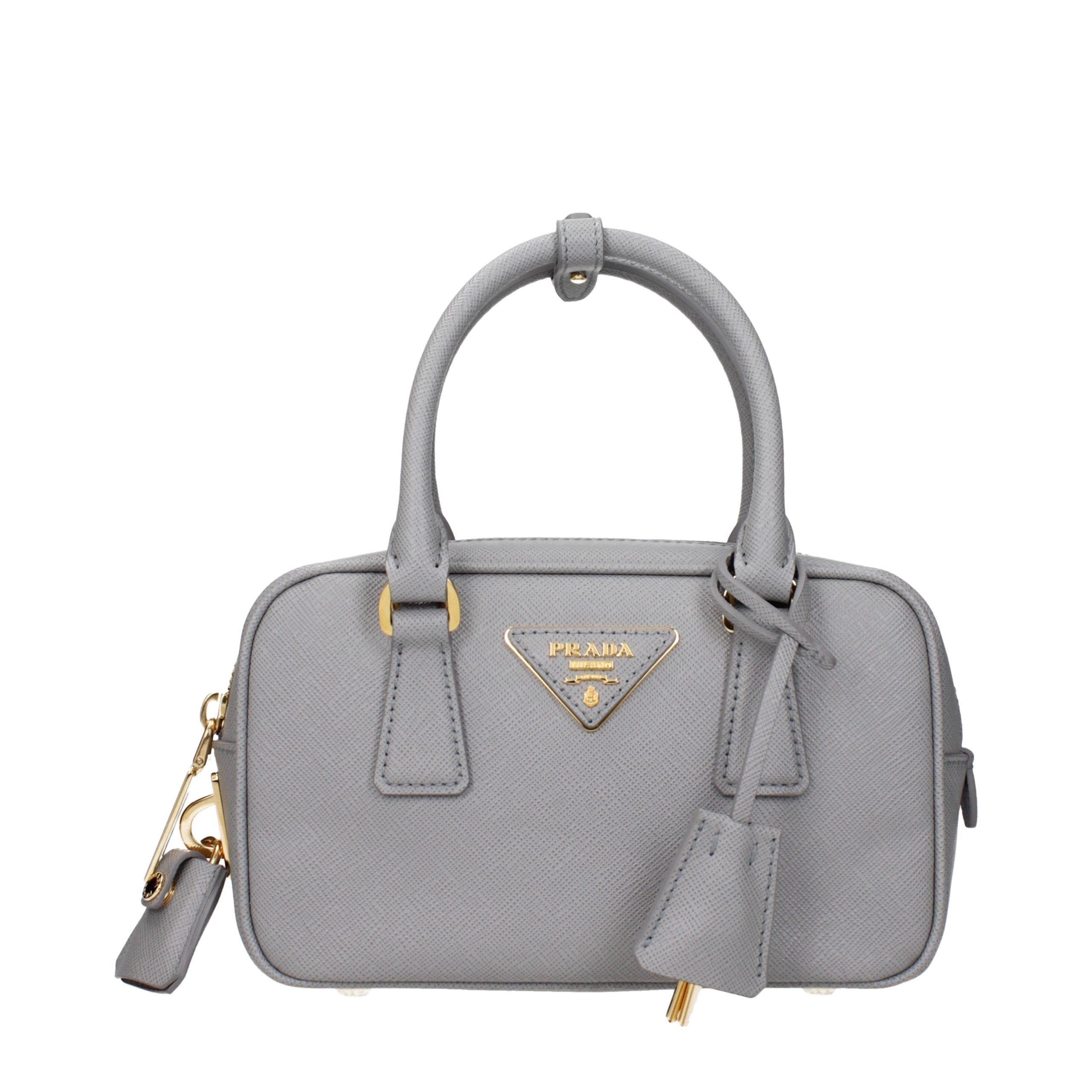 Prada Gray Leather Handbag