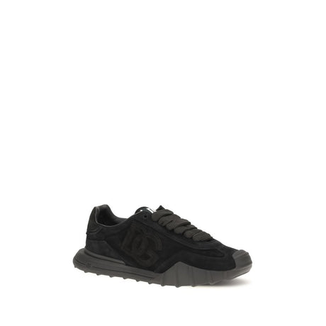 Dolce & Gabbana Black Calf Leather Bos Taurus Athletic Sneakers