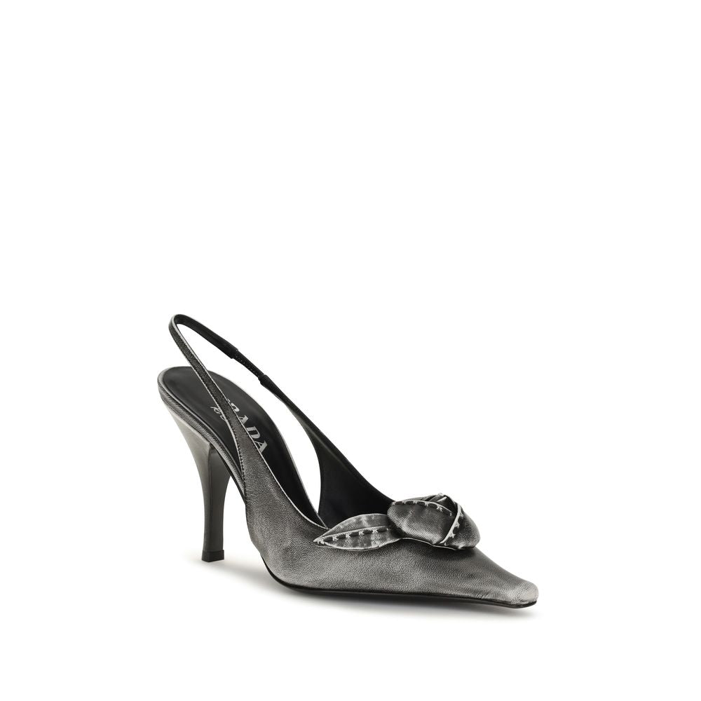 Prada Gray Goatskin High Heel Pumps