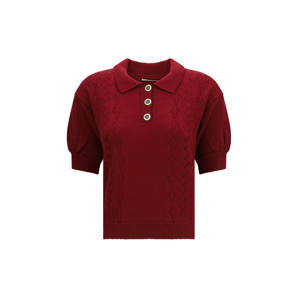 Alessandra Rich Bordeaux Wool Oves Aries Shortsleeve Shirt