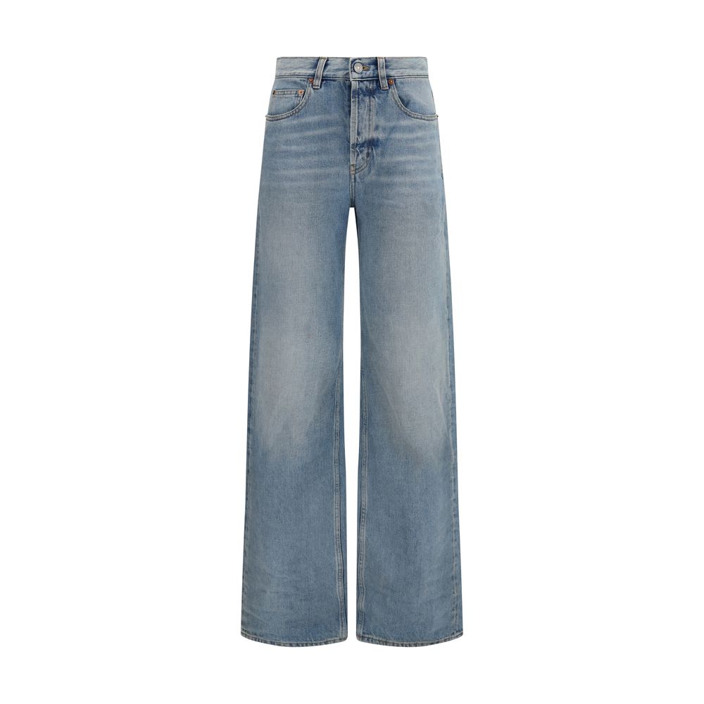 Saint Laurent Blue Cotton High-Waisted Jean