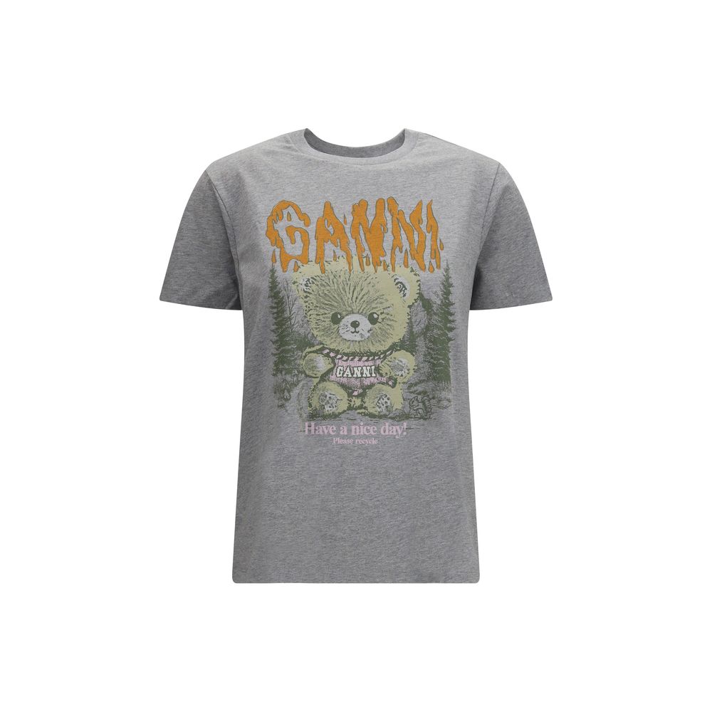 Ganni Gray Cotton T-Shirt