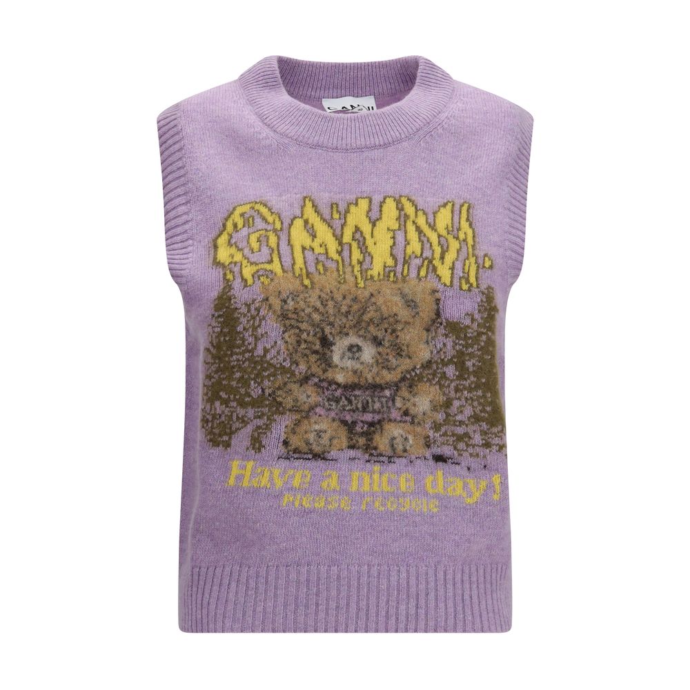 Ganni Gray Alpaca Vicugna Pacos Sleeveles Sweater