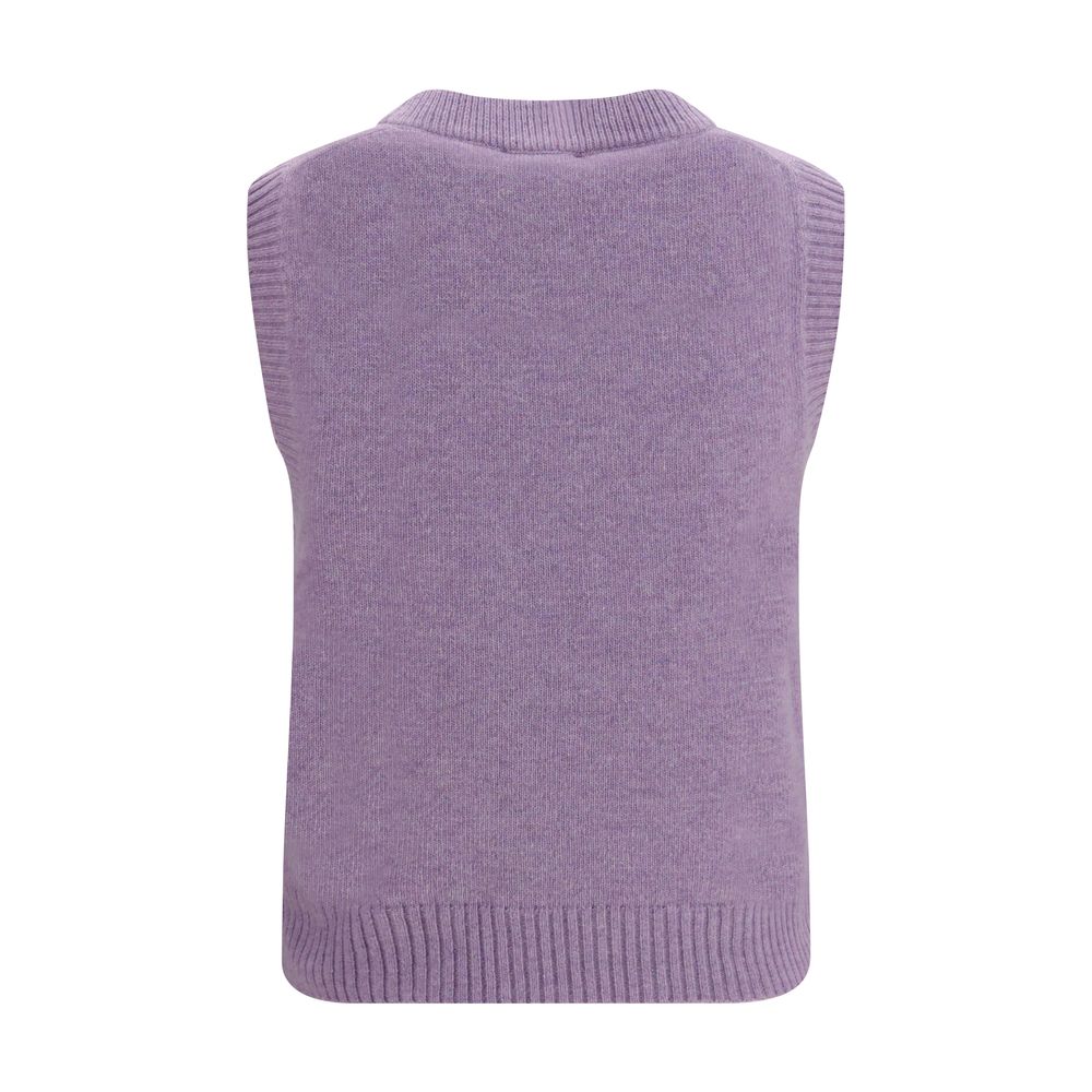 Ganni Gray Alpaca Vicugna Pacos Sleeveles Sweater